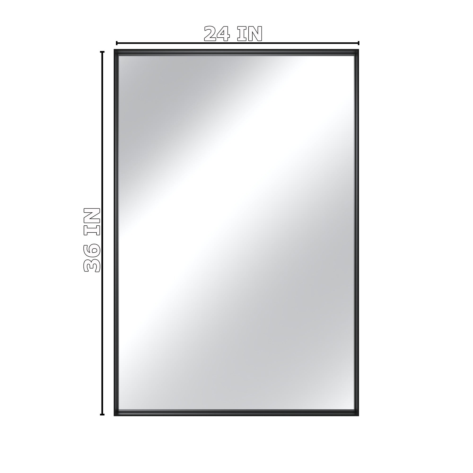 Boyel Living BLC-RA6090-B Matte Black Aluminum Alloy Frame Bathroom Mirror Without Lighting HorizontalVertical Use 24-in x 36-in