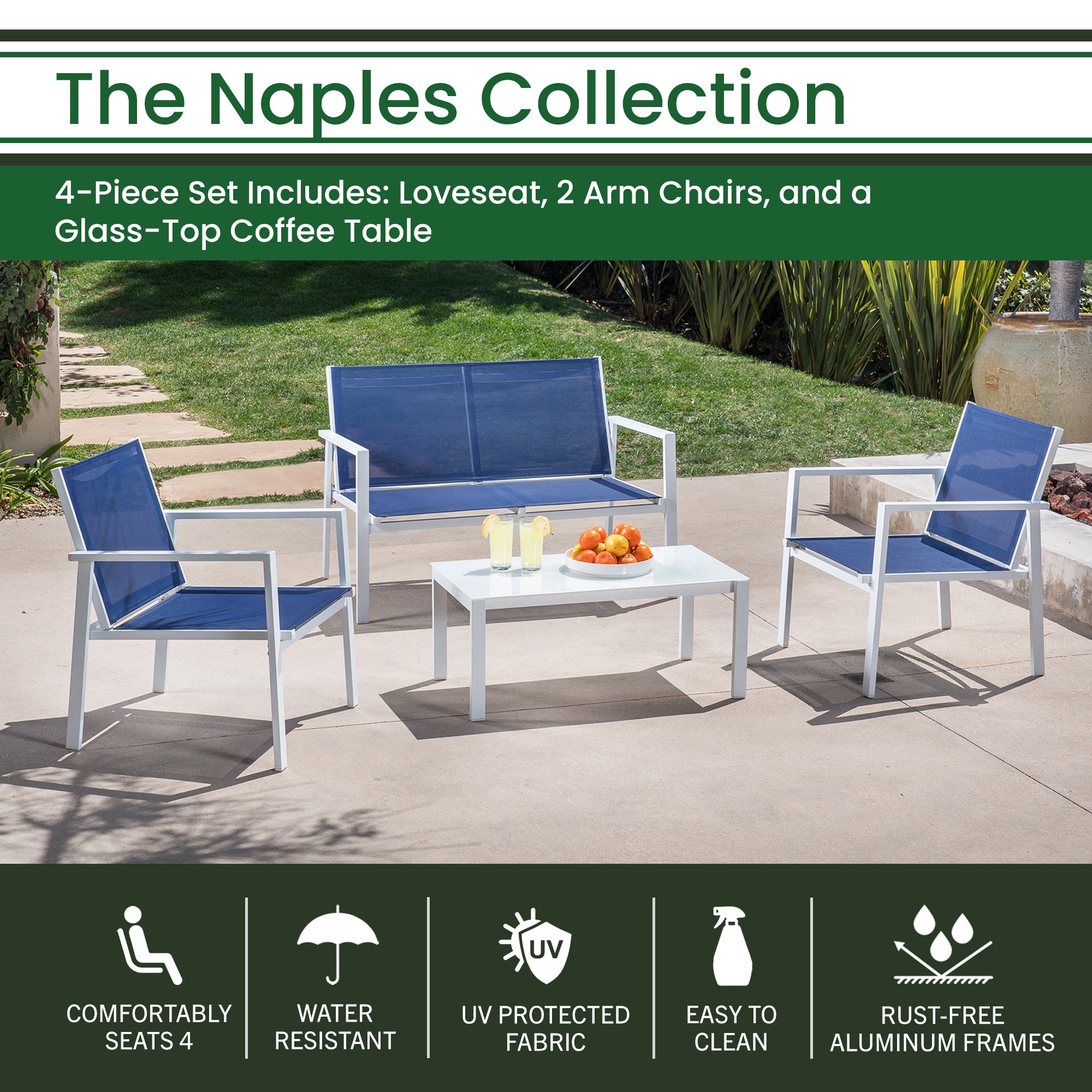 Hanover NAPLES4PC-WN Patio-Conversation-Sets - View #2