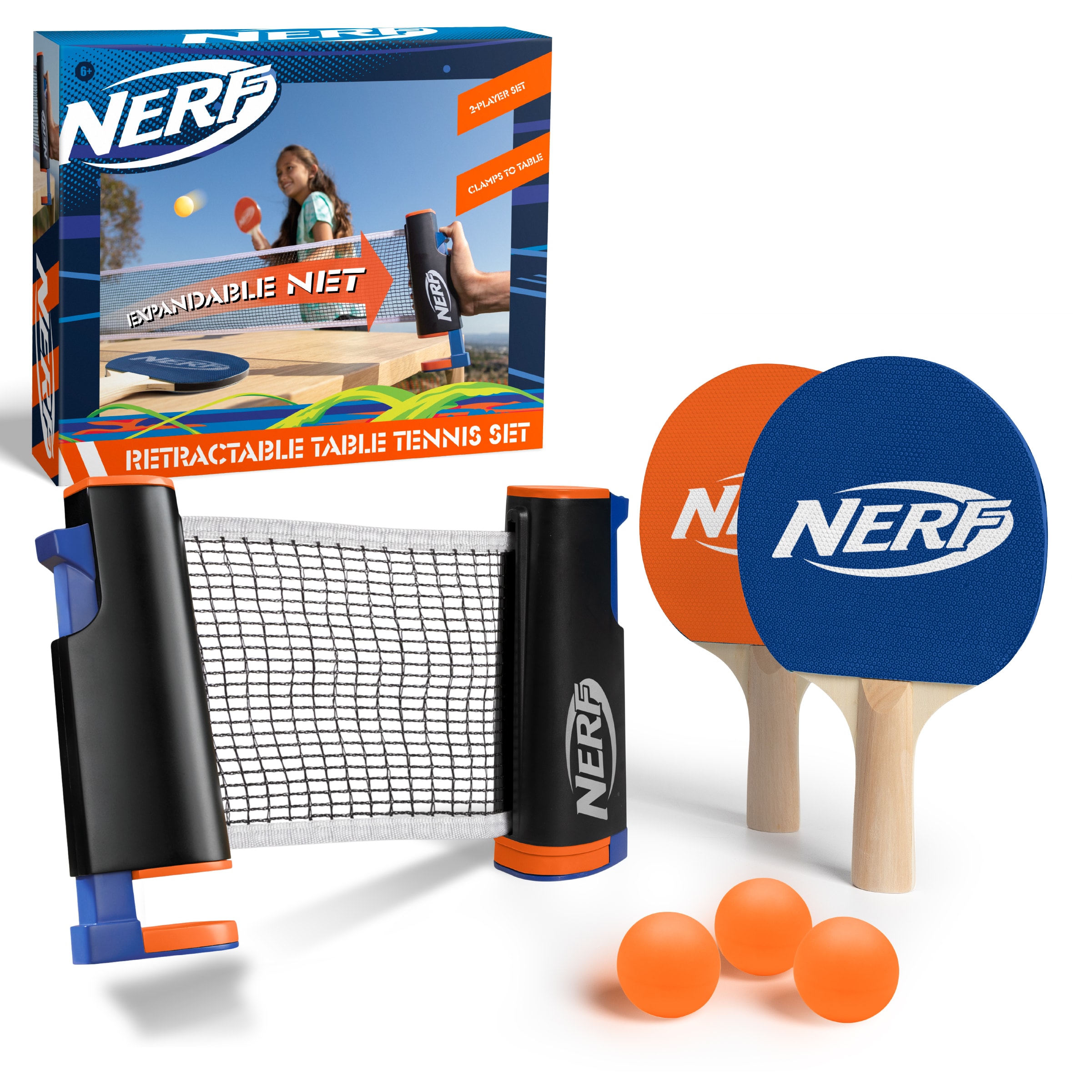 Fine Life Tabletop Ping Pong Set 2 Paddles 3 Balls Net Metal Posts