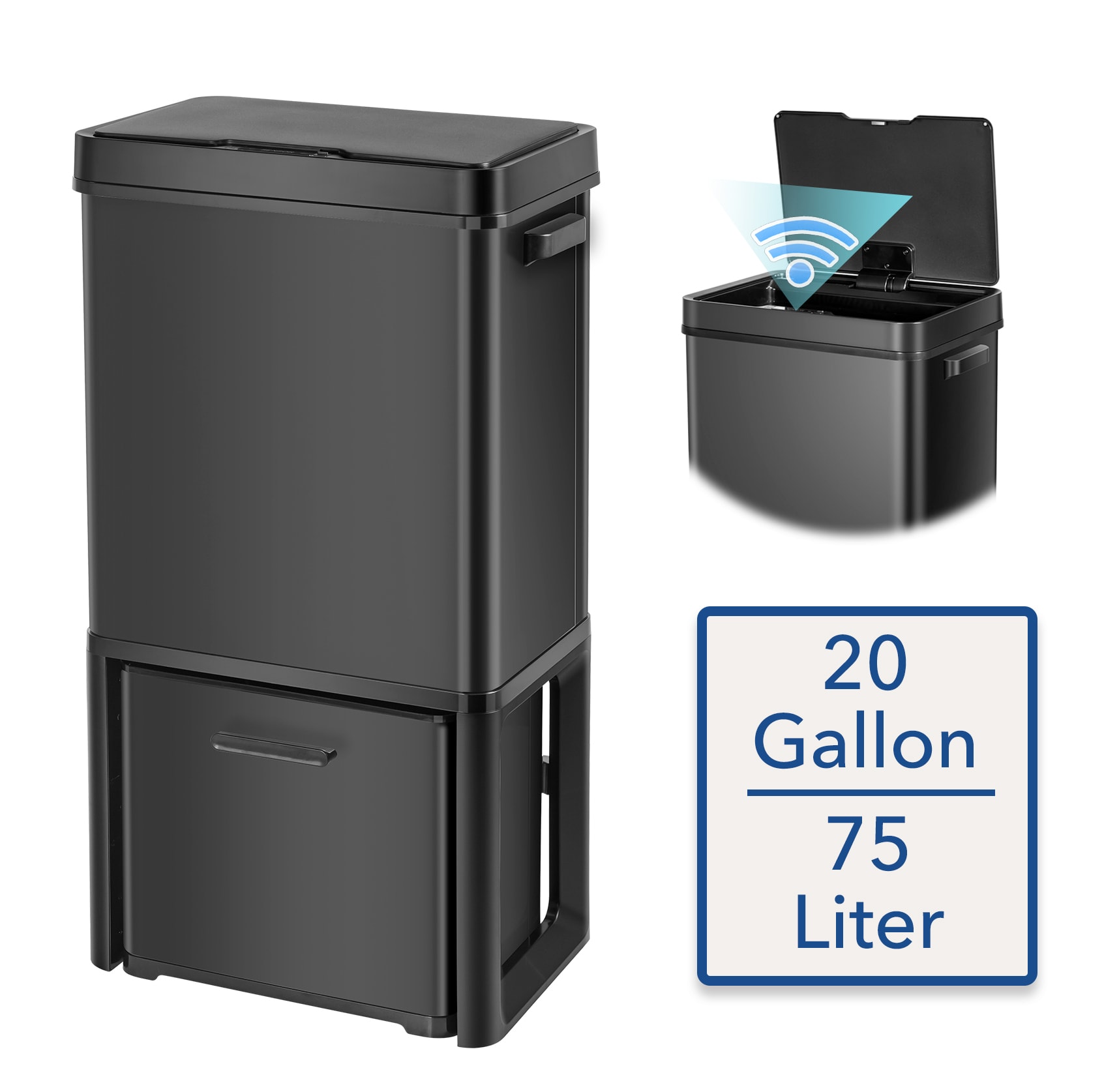 20 Gallon Injection Molded Large Wastebasket Kitchen Trash Can