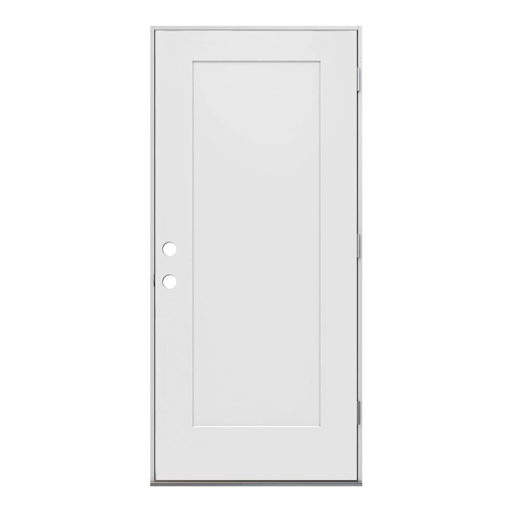 32-in x 80-in Steel Left-Hand Outswing Primed Prehung Single Front Door Insulating Core in Off-White | - JELD-WEN JW321-PANELLHOSNBM