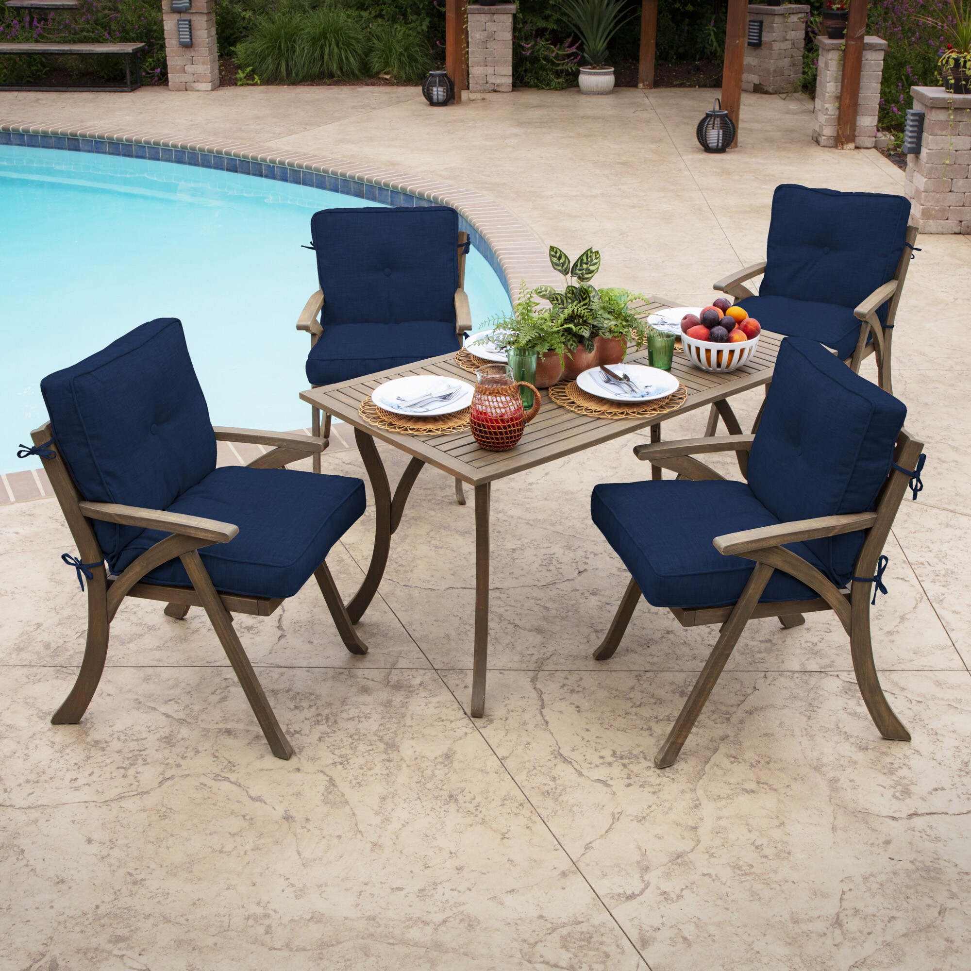 Arden Selections Sapphire Leala Outdoor Deep Seat Cushion Set, Blue