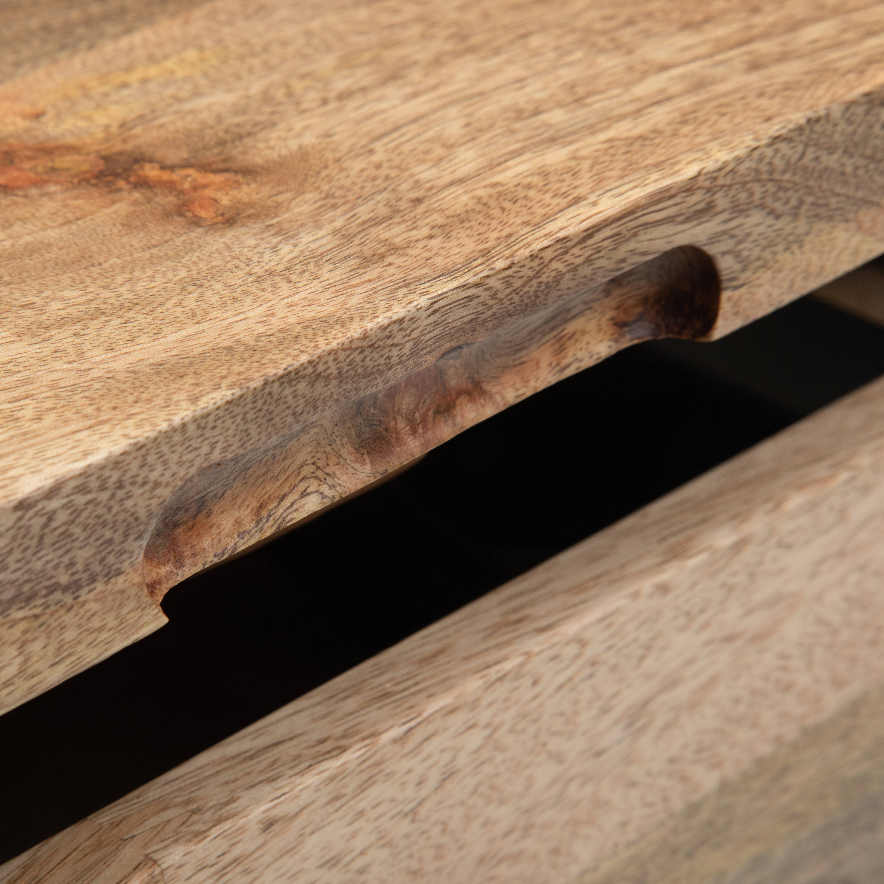 Natural Mango Wood Square Lift-Top Coffee Table with Storage