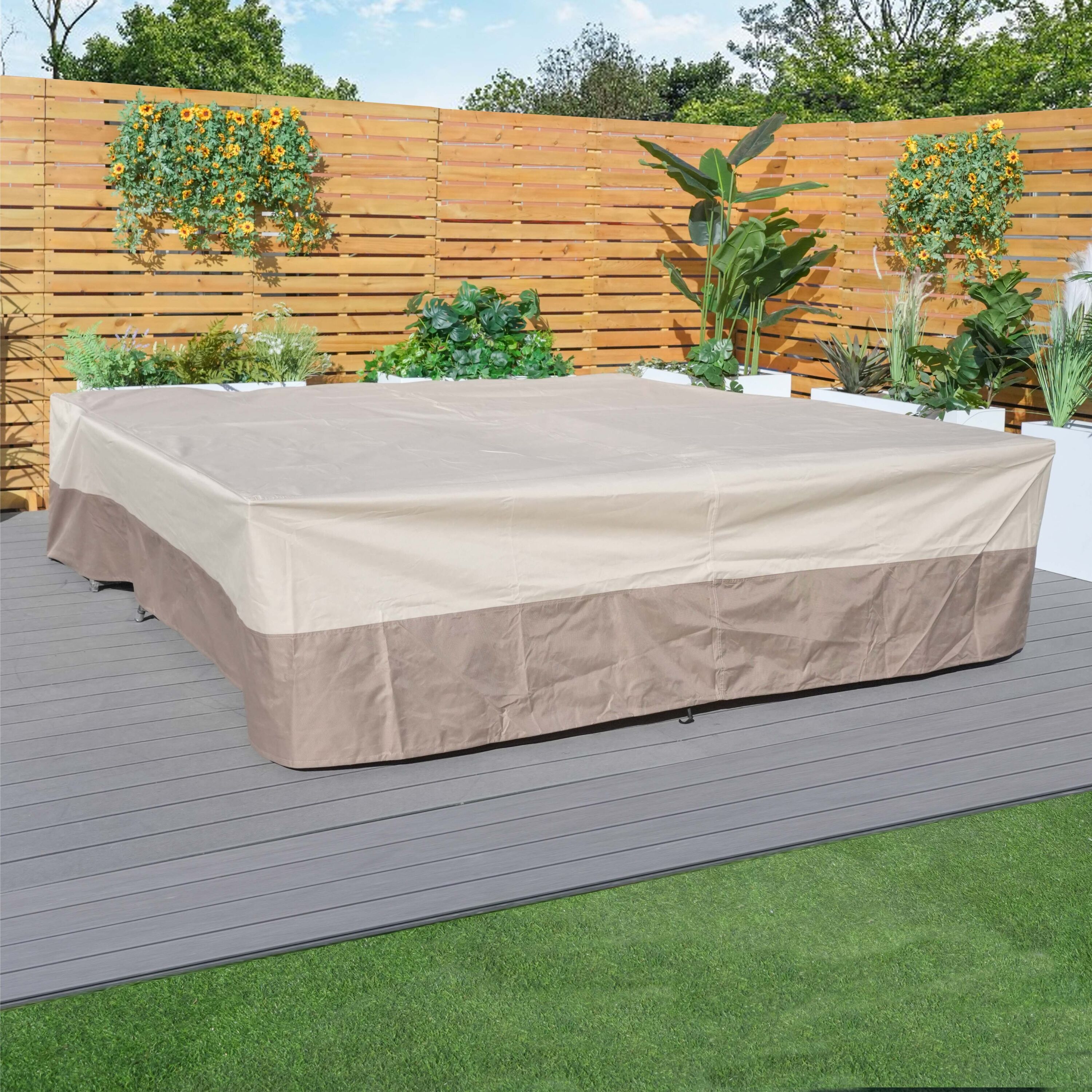 Moda Furnishings RC-1120-CB-B Beige Polyester Patio Furniture Cover For Conversation set