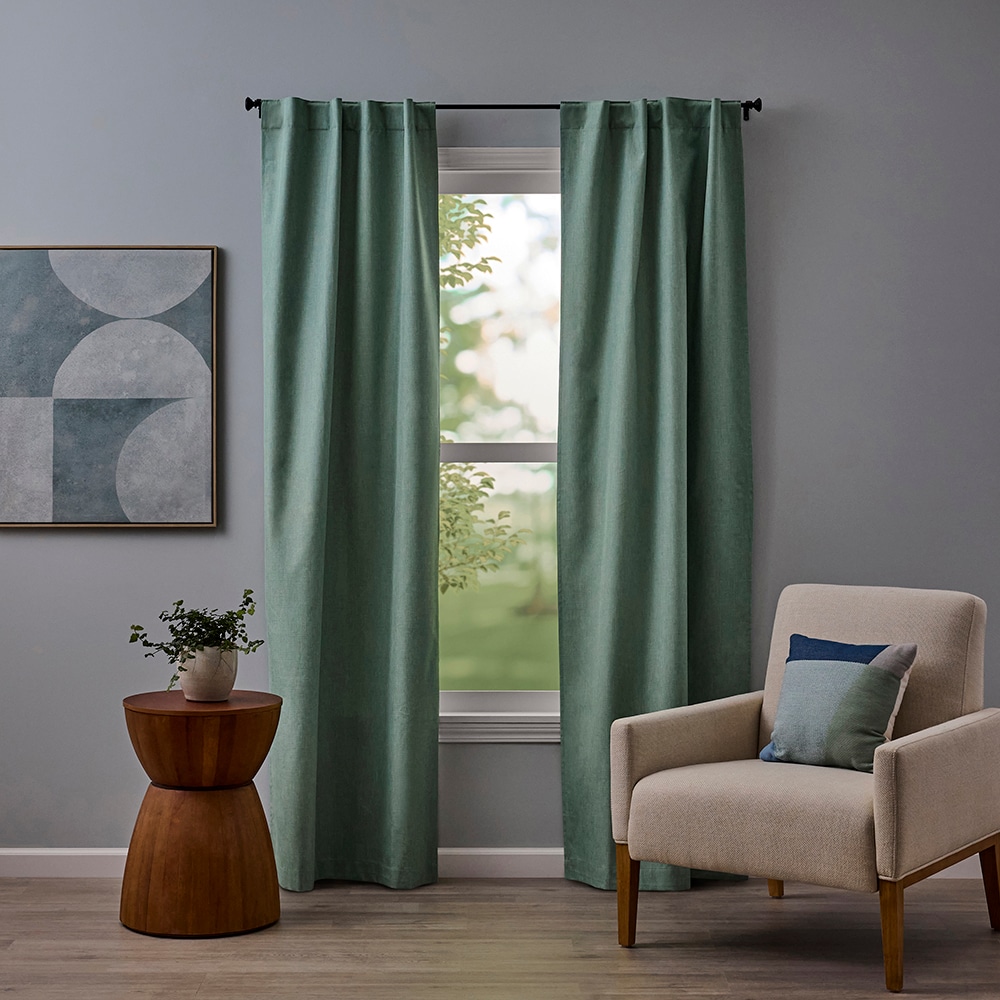 allen + roth 84-in Kale Room darkening Thermal lined Back tab/Pinch pleat/Rod pocket Curtain panel pair