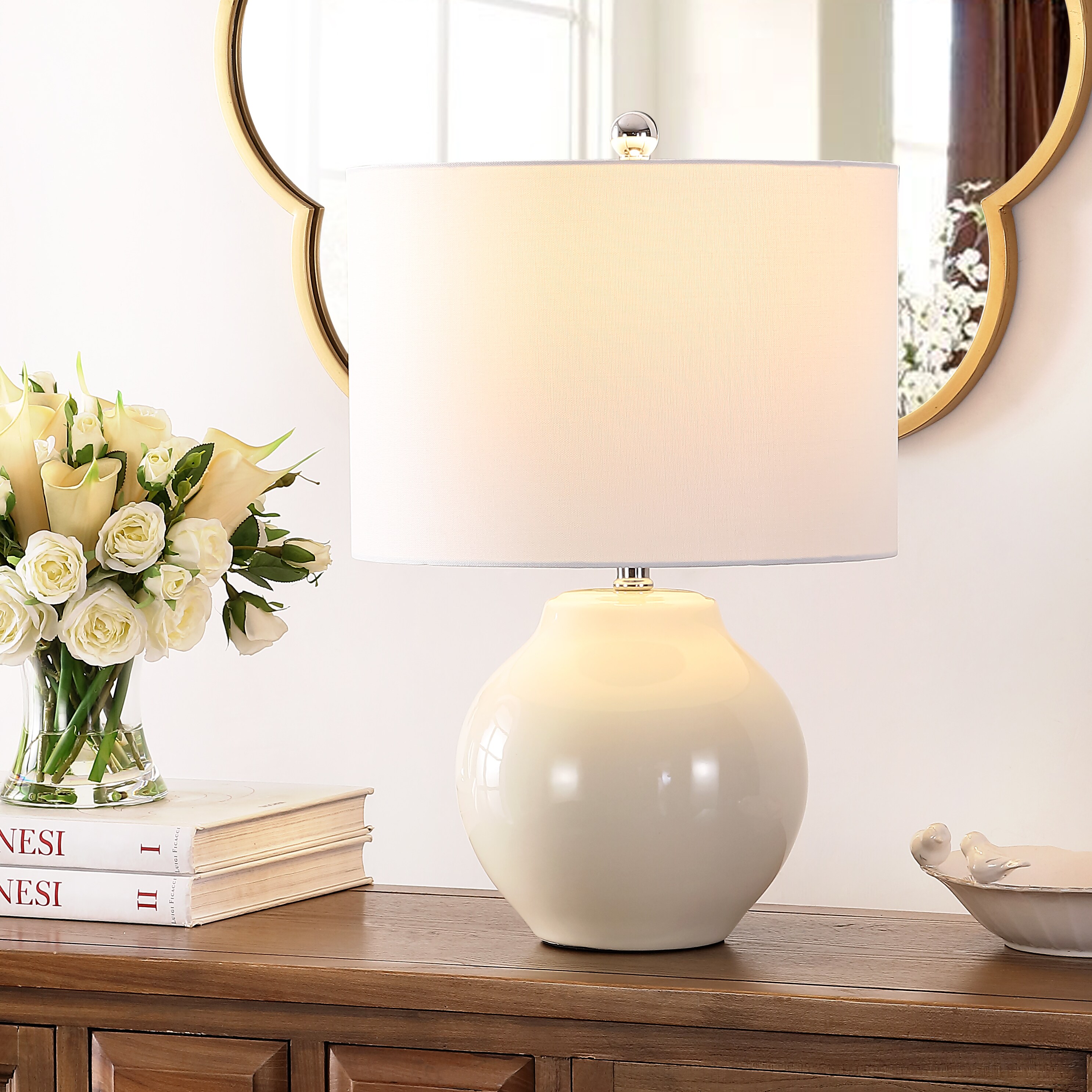 Safavieh Zaid Ivory LED Table Lamp with Fabric Shade at Lowes.com