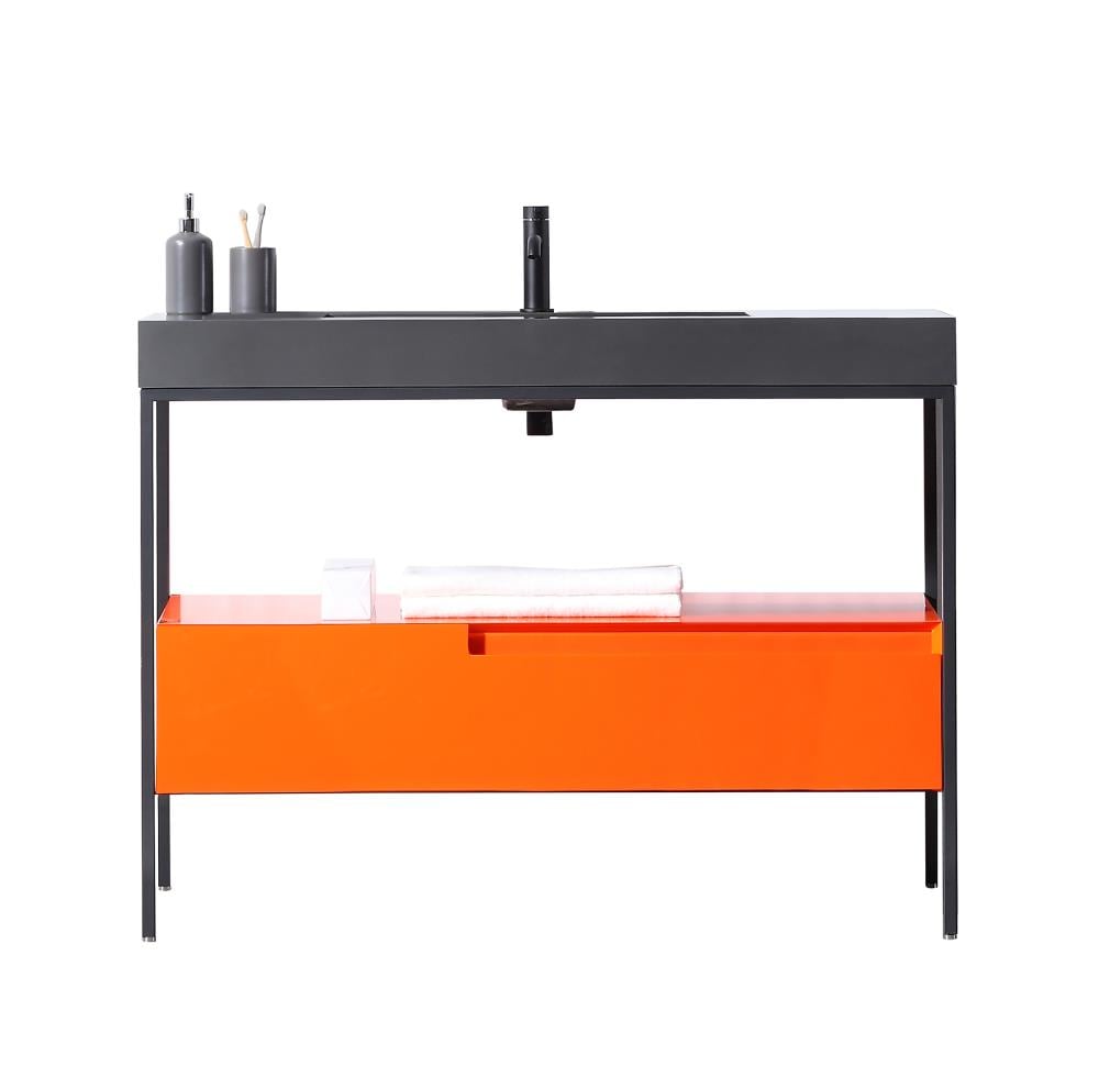 CARTISAN DESIGN VATEXAM42FD Glauke 42-in Red Amber/Dark Gray Single sink Bathroom Vanity with Dark Gray Quartz Top