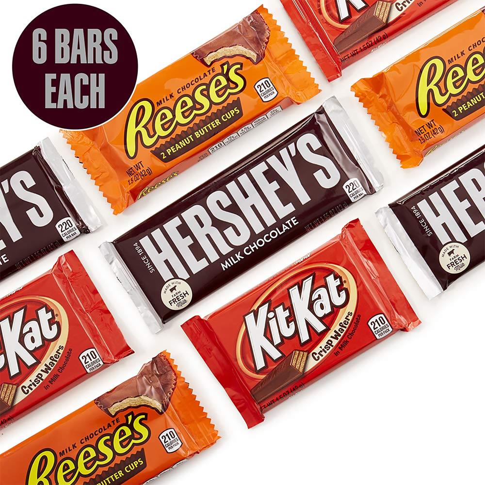 HERSHEY'S, KIT KAT® and REESE'S Assorted Milk Chocolate Candy Variety Box,  27.3 oz (18 Count)