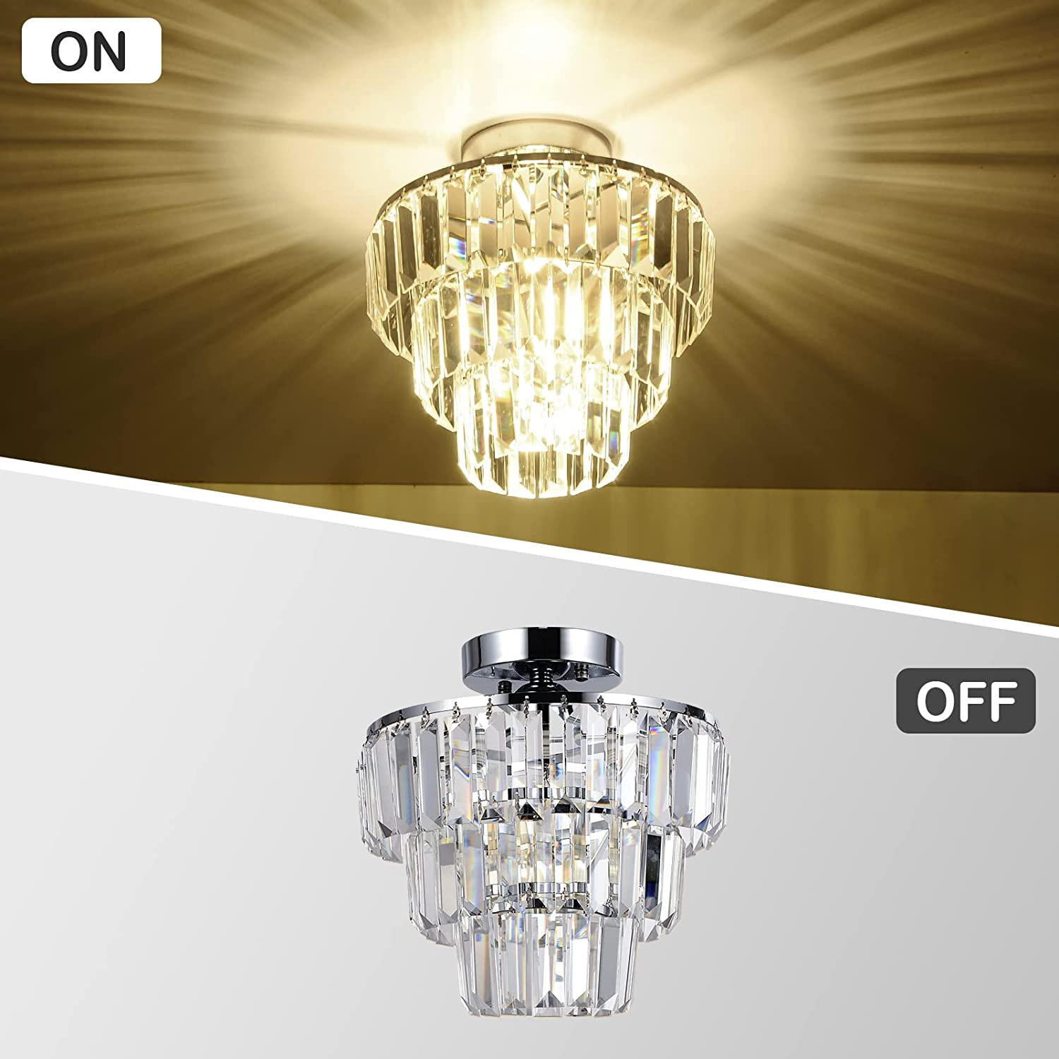 Zeus & Ruta CHANVMM-007 Chandeliers 1 -Light Clear Modern/contemporary Crystal For Use in Bedrooms, Dining Rooms, Kitchens, Living Rooms Chandelier