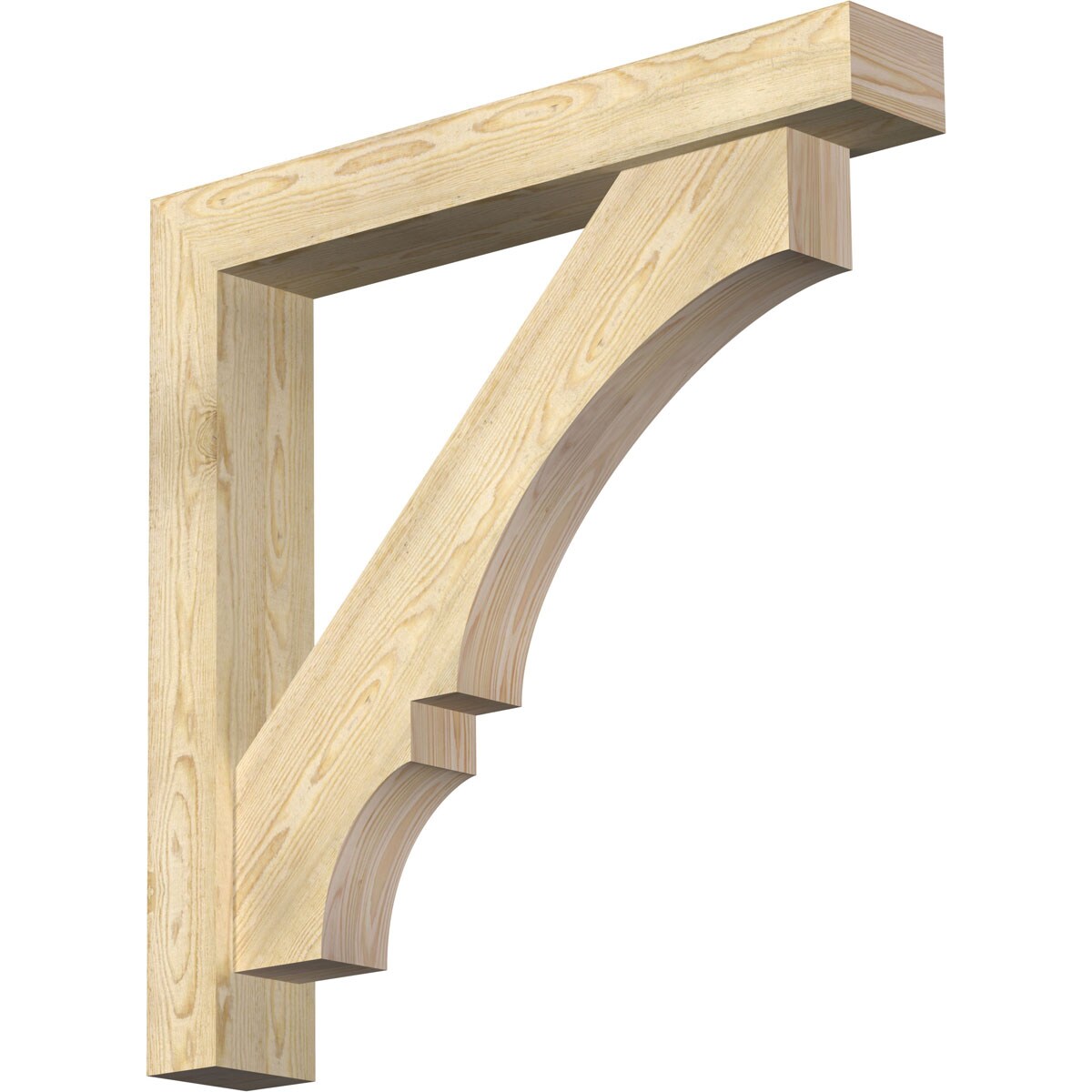 Ekena Millwork 1462061 Balboa block rough sawn bracket with offset brace 6-in x 38-in x 38-in Douglas fir Brown Wood Standard bracket