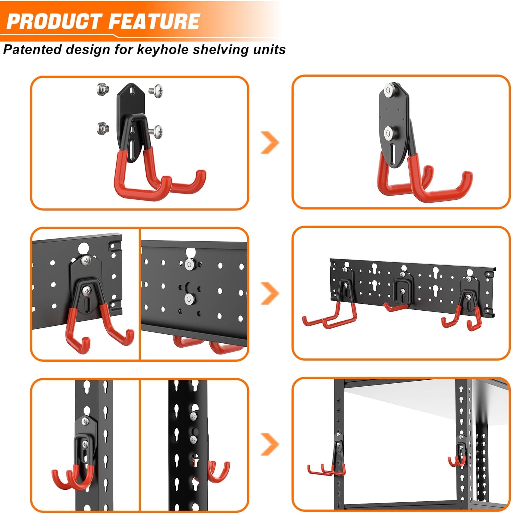 Afoxsos 24 Piece Garage Storage Hook Set with Tracks Wall Mount Tool ...