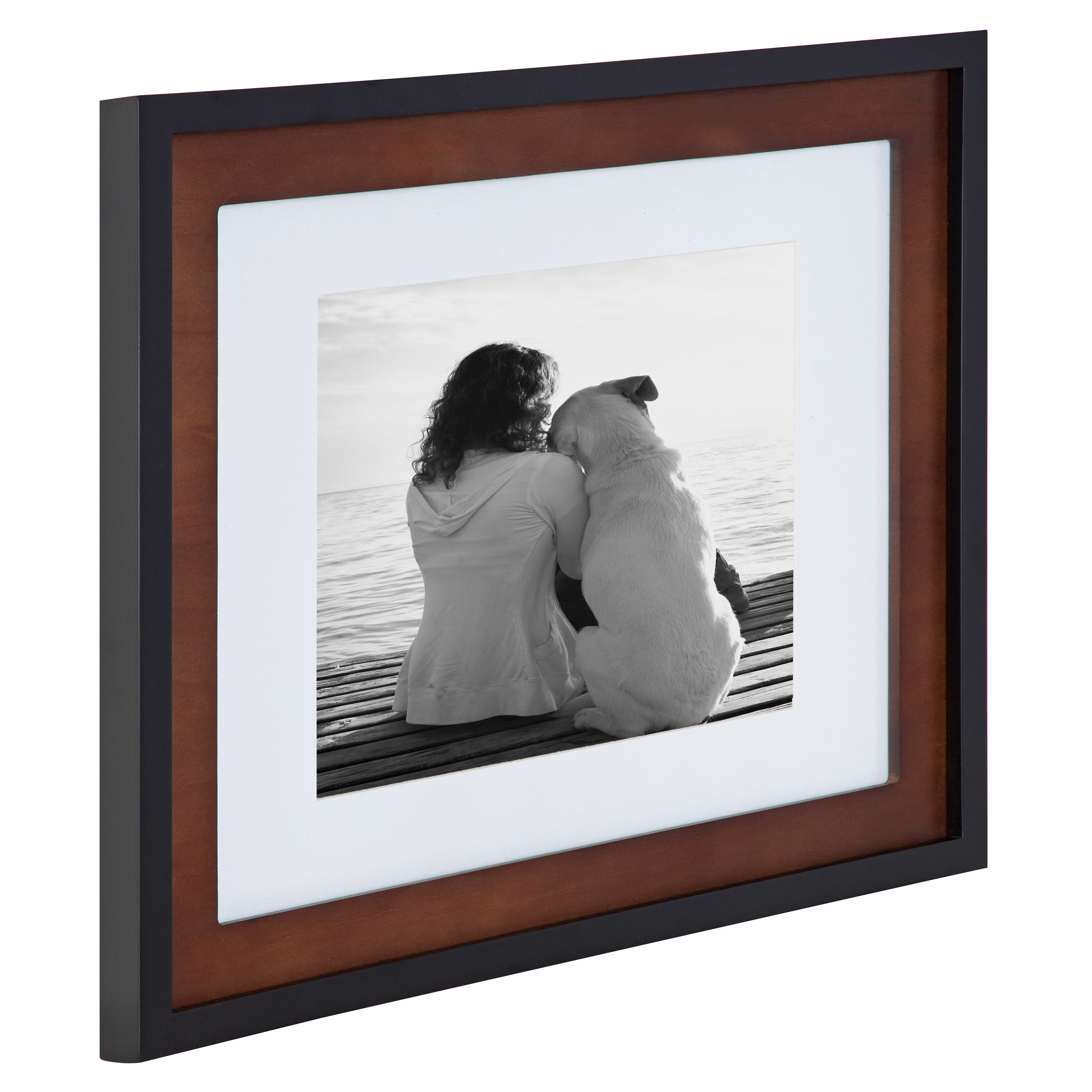 DesignOvation Black/Walnut Brown Wood Picture Frame (11-in x 14-in) at