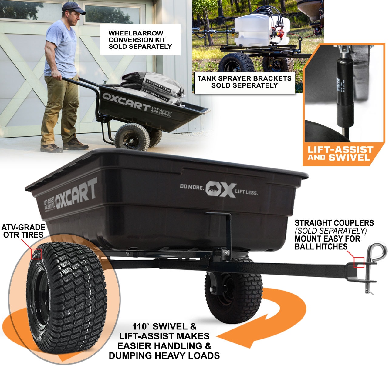 OxCart 15-cu ft Poly Dump Cart, Convertible to Push, 1400 lbs. Load Capacity, Exclusive Hydraulic Lift-Assist GTMXP3L216U Sansujyuku sansujyuku.com