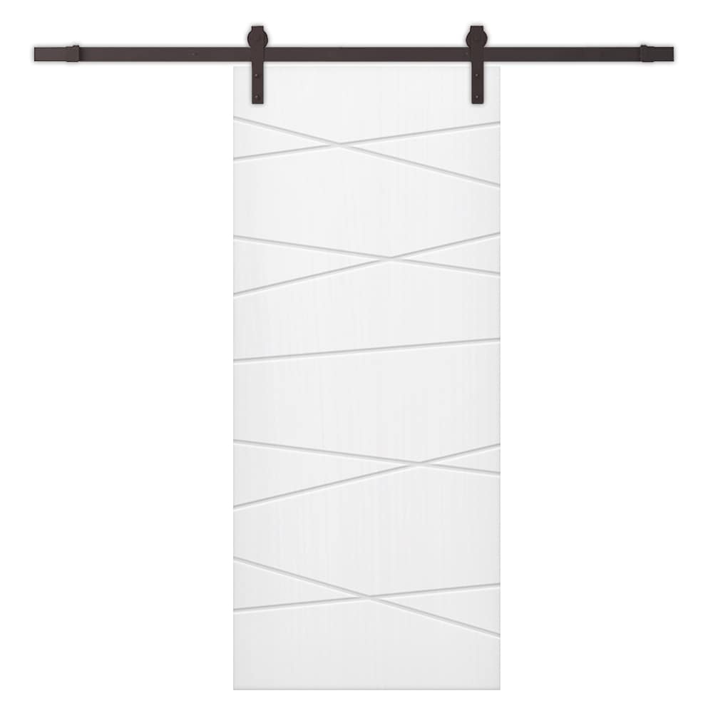 CALHOME 30-in x 80-in White Primed MDF Single Barn Door | PK-2PANEL-CB-30