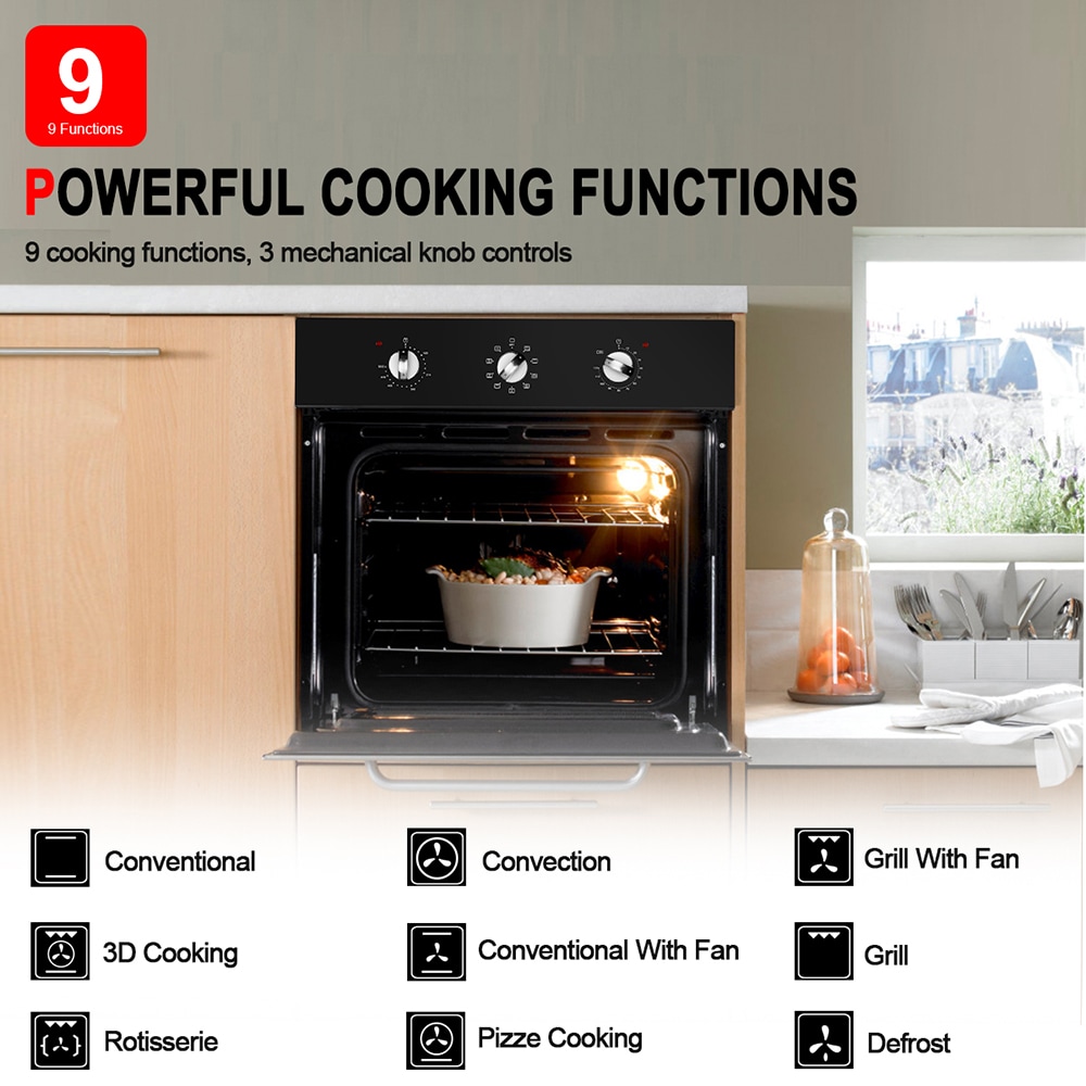 Gasland Chef 24-in Single Electric Wall Oven Single-fan (Black) in the  Single Electric Wall Ovens department at