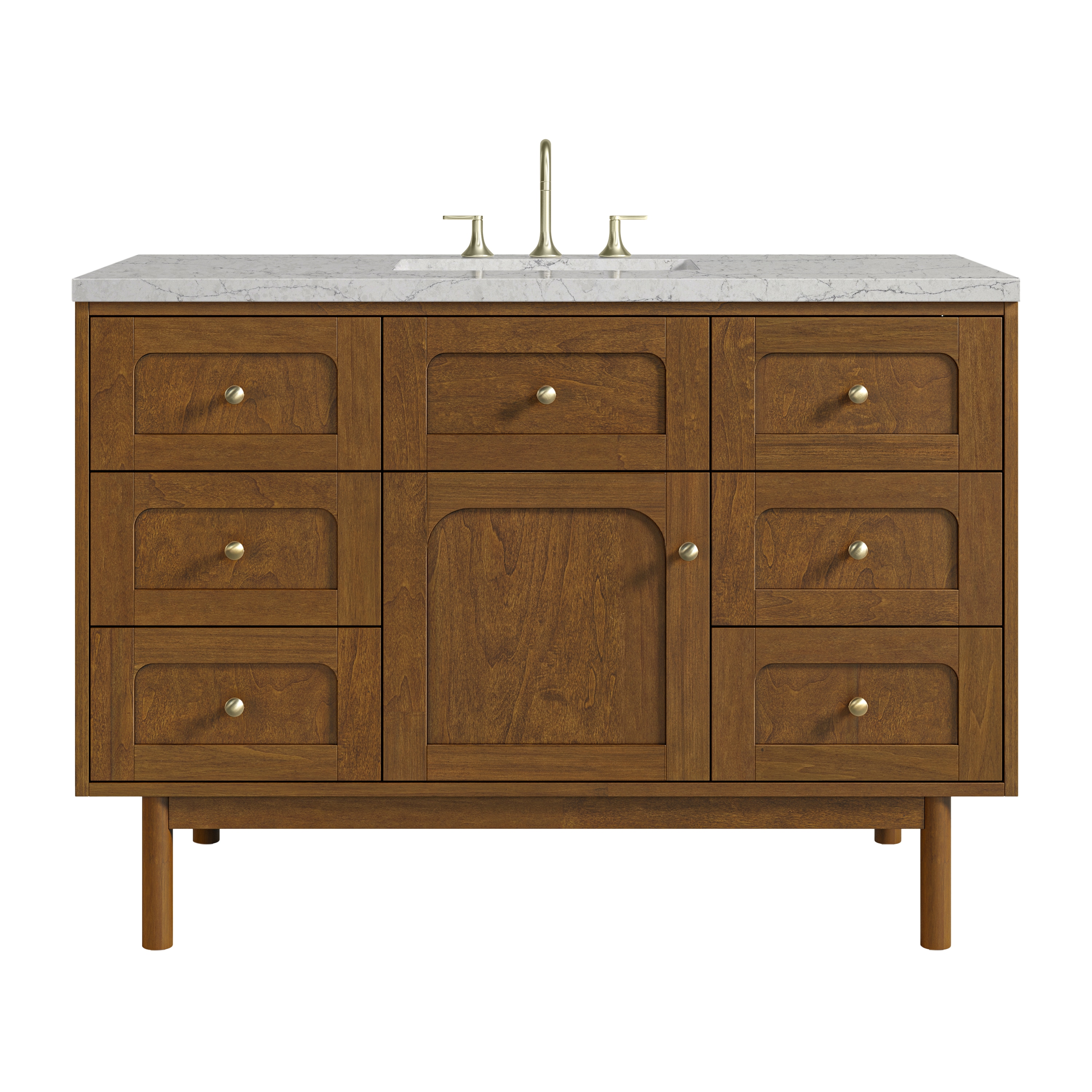 James Martin Vanities Laurent 48-in Honey Oak Undermount Single Sink Bathroom Vanity with Quartz Top