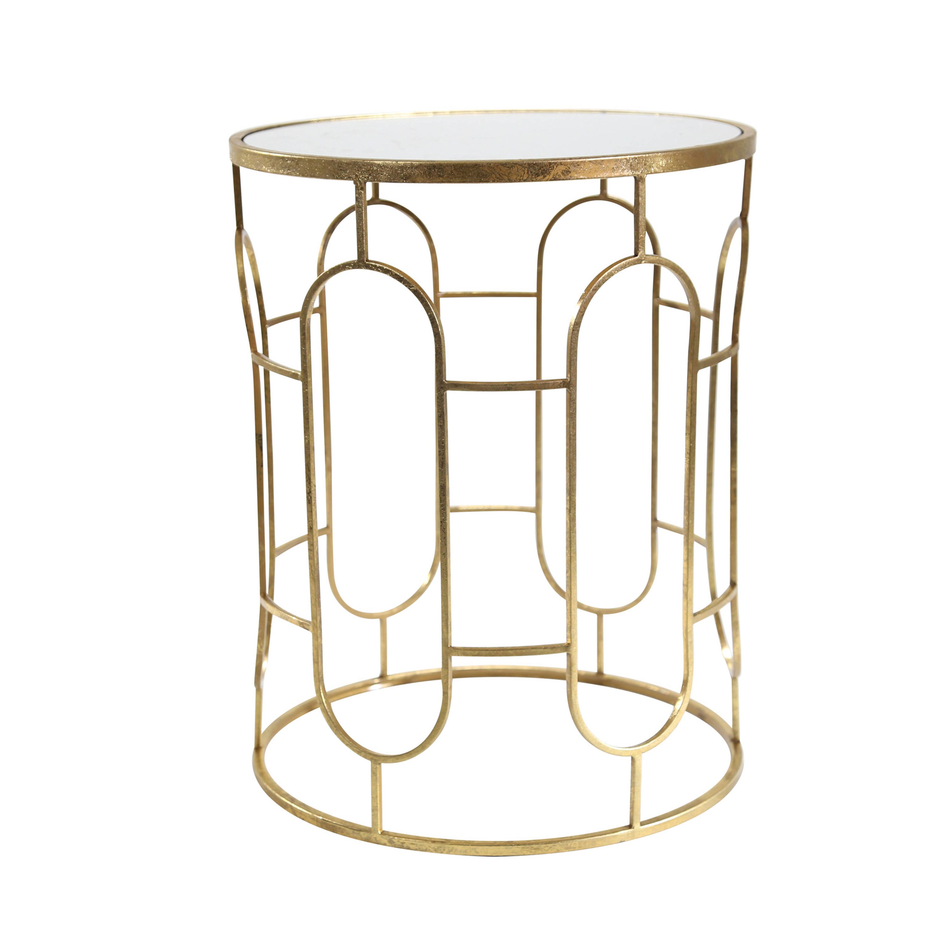 Sagebrook Home 18-in W X 24-in H Gold Glass Round Glam End Table 