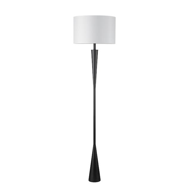 Matte Black Shaded Floor Lamp, Black Standing Lamp White Shade