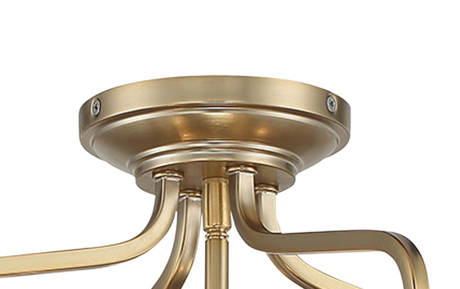 Brushed Honey Gold Glass Drum 4-Light Semi Flush Mount