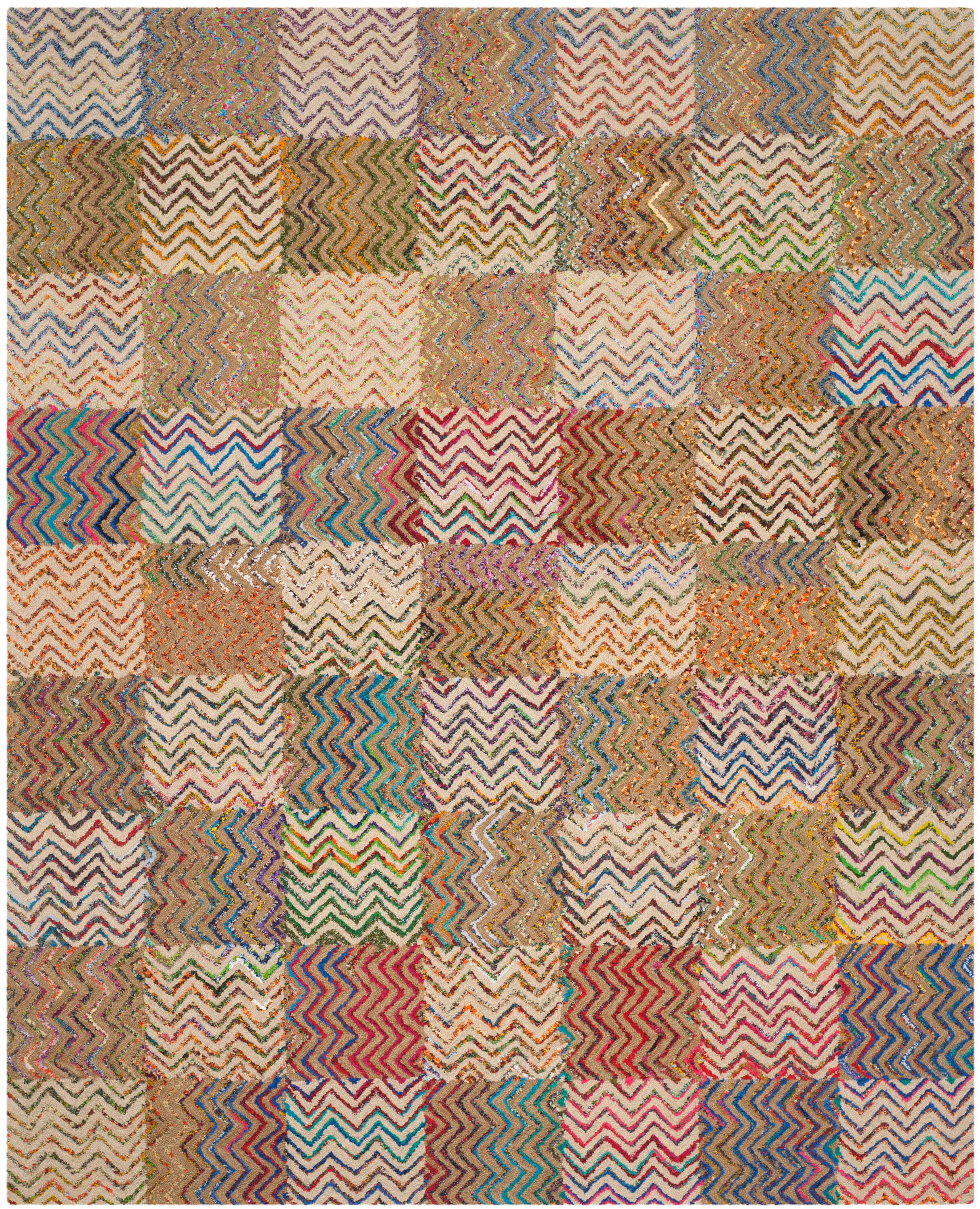Vibrant Multicolor Hand-Tufted Wool & Cotton 8' x 10' Area Rug