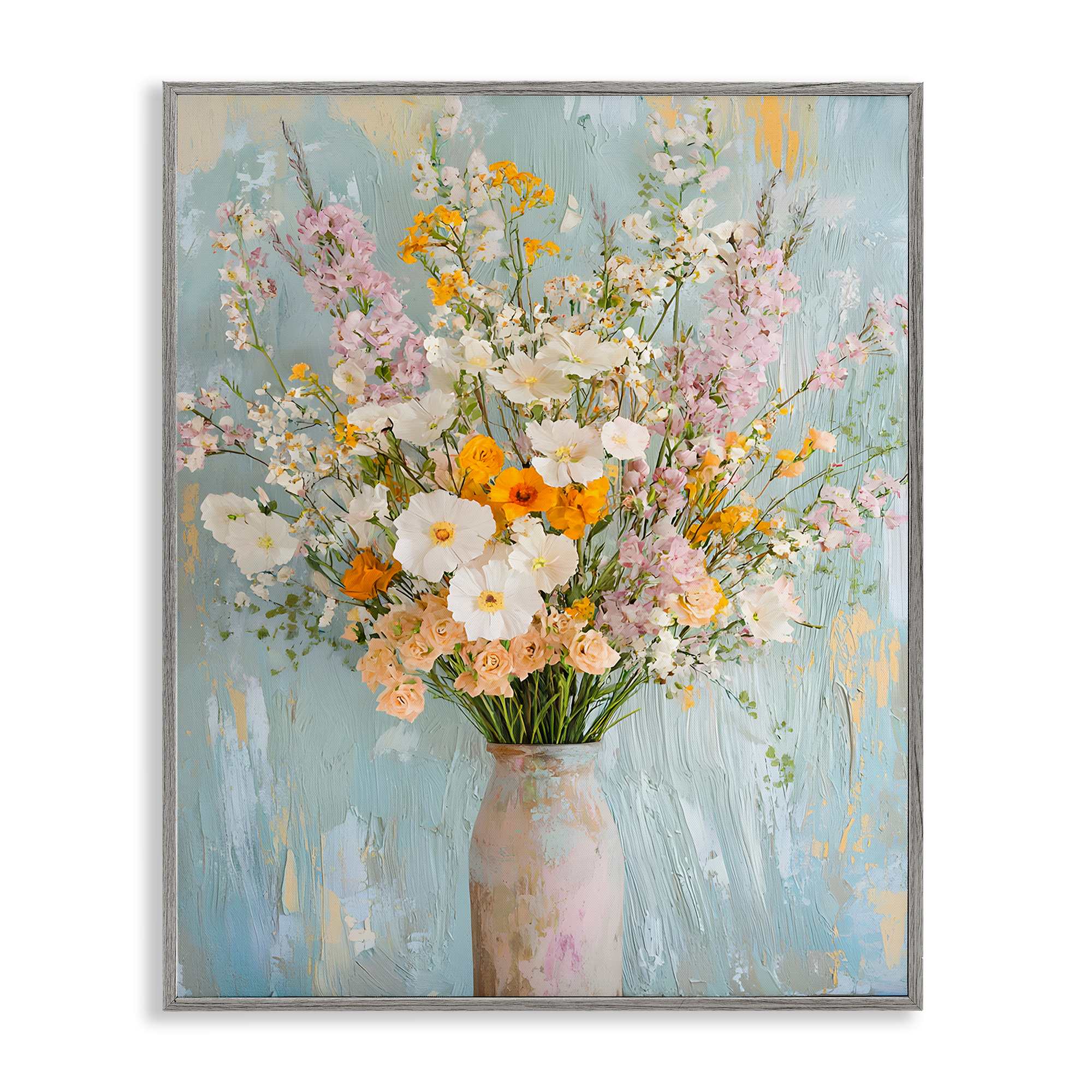 Stupell Industries - Orange and White Flower Arrangement Gray Framed Giclee Art By Franklyn Greg...