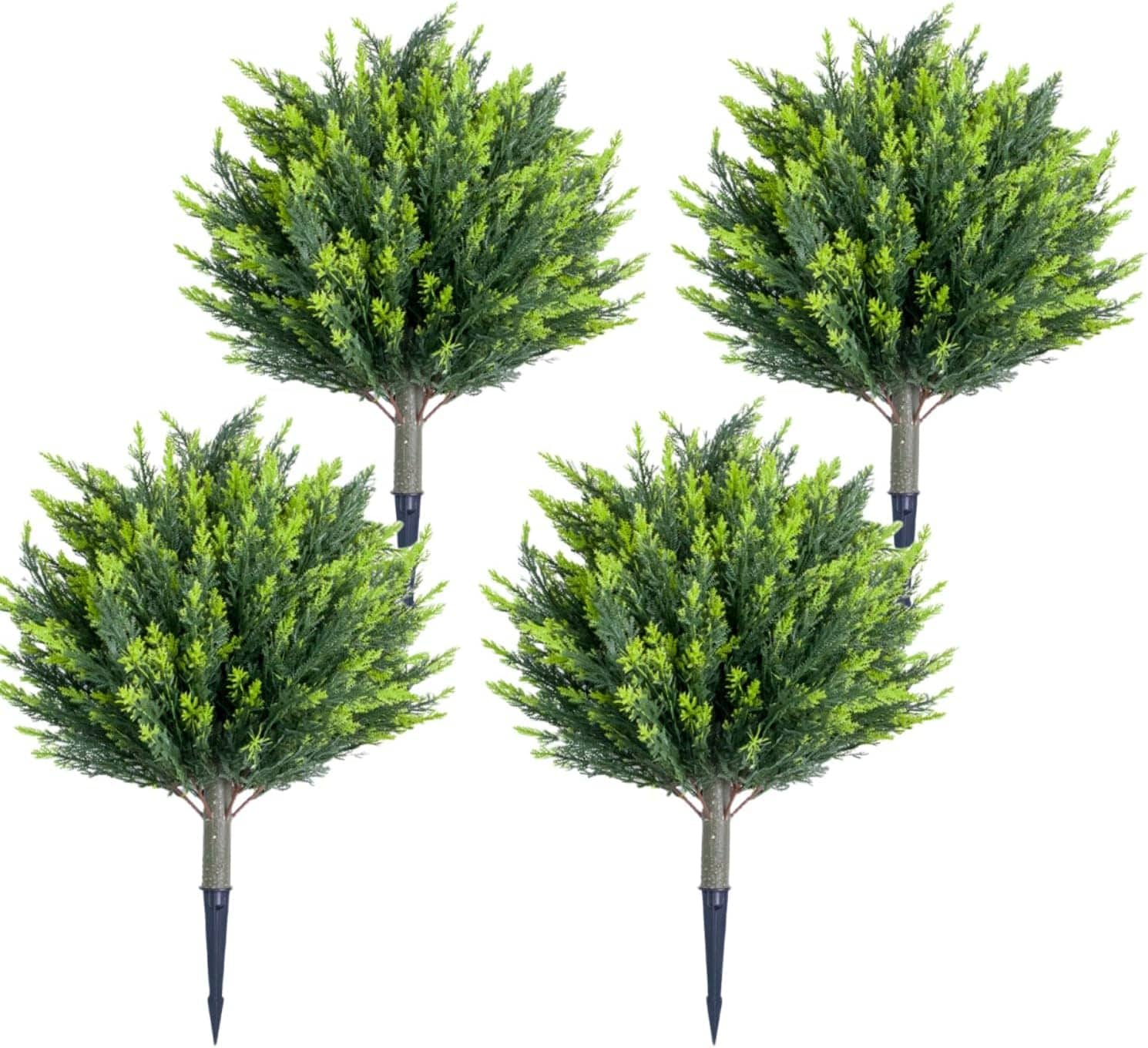Edwards LHD-PHK-34C8JFQW 4PC Artificial Topiary Ball Tree with Metal Ground Spike Fake Artificial Topiary Cedar Tree for Garden Patio Indoor and Outdoor Decor Easy to Install Green