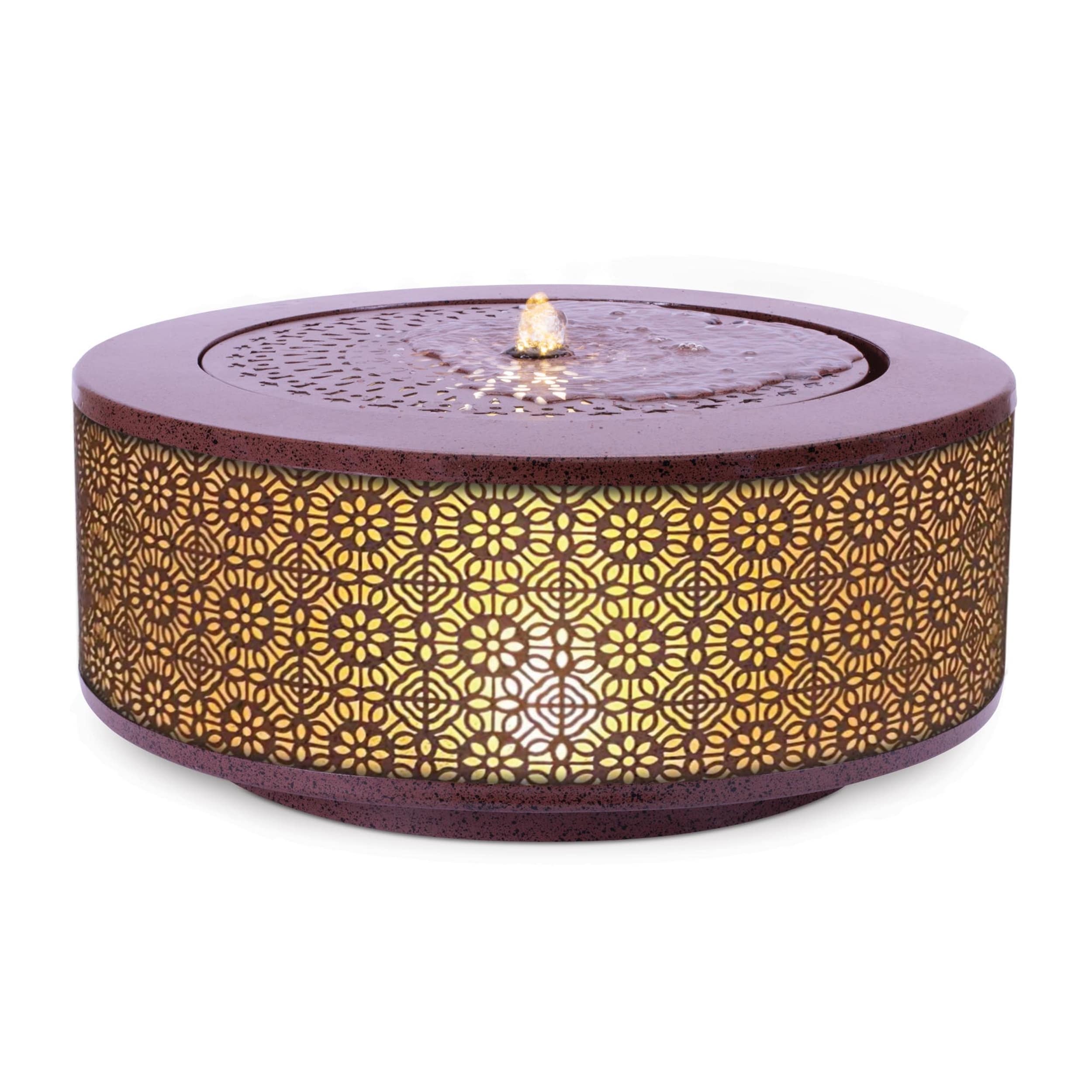 Melrose International - Illuminated Cut-Out Metal Round Tabletop Fountain 23.5 inD