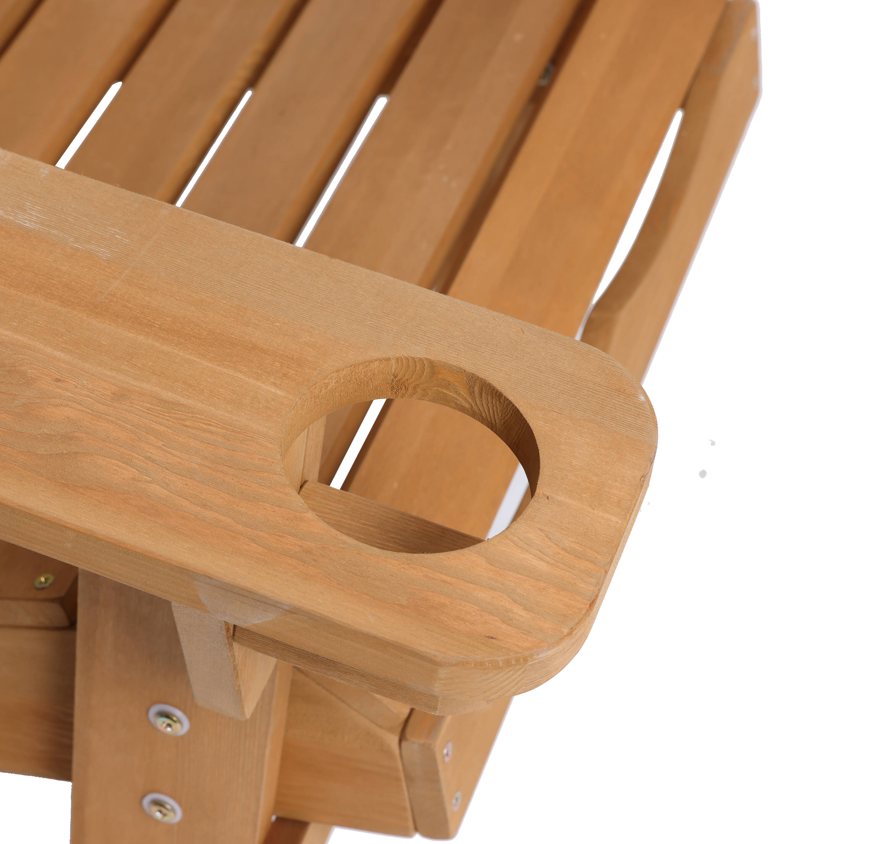 Natural Wood Adirondack Chair with Cup Holder