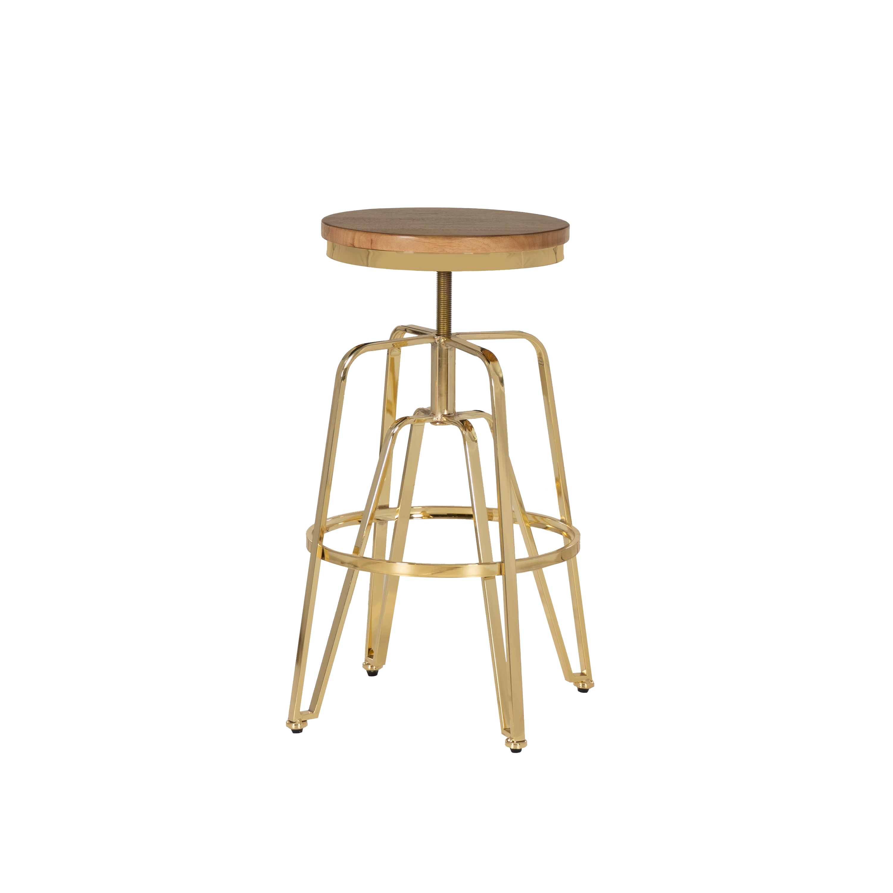 Linon LOWES2191 Gold 29.0-in H Adjustable Height Bar height Round seat Metal Bar Stool