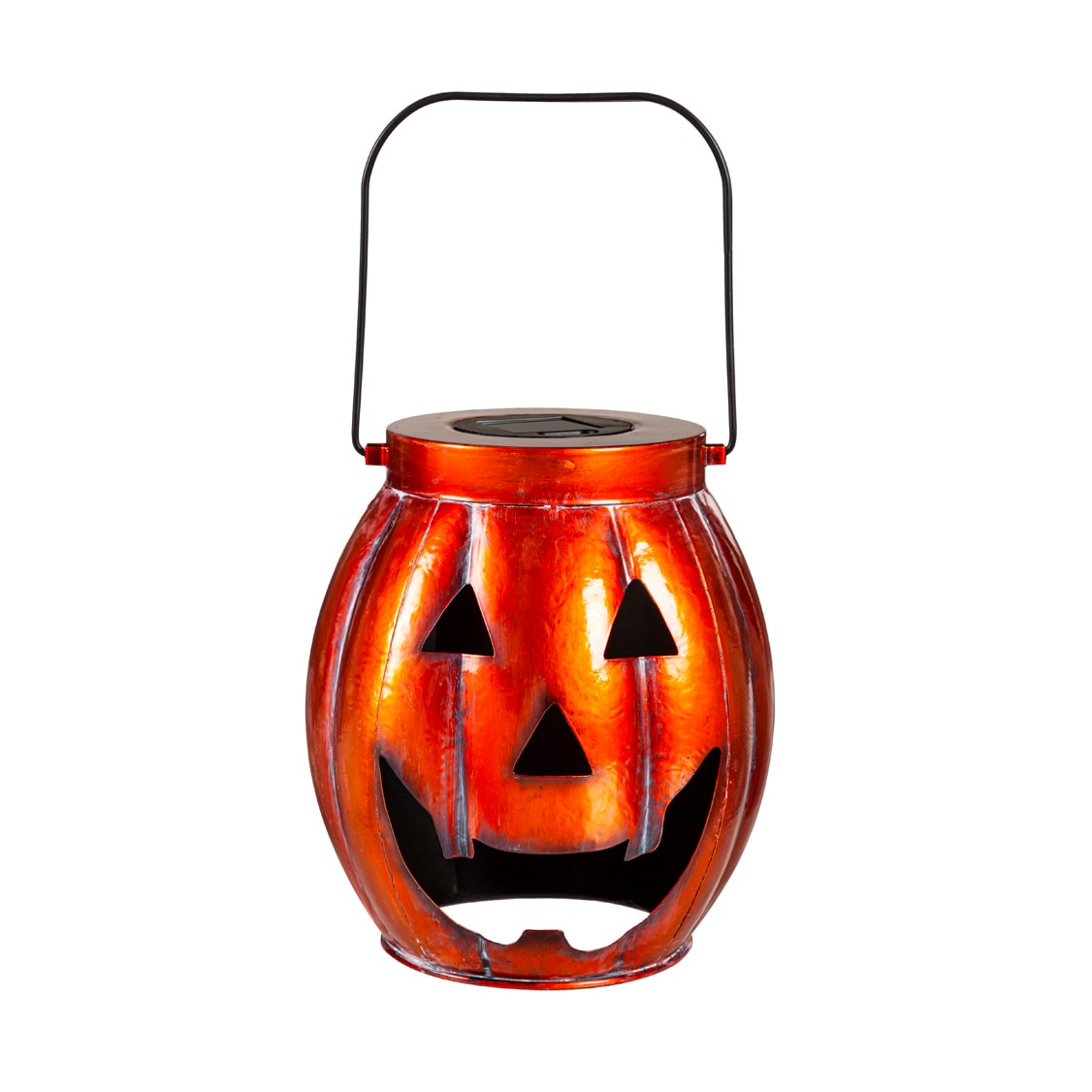 Evergreen 2SP8015 7-in x 14-in Orange Metal Solar Outdoor Decorative Lantern