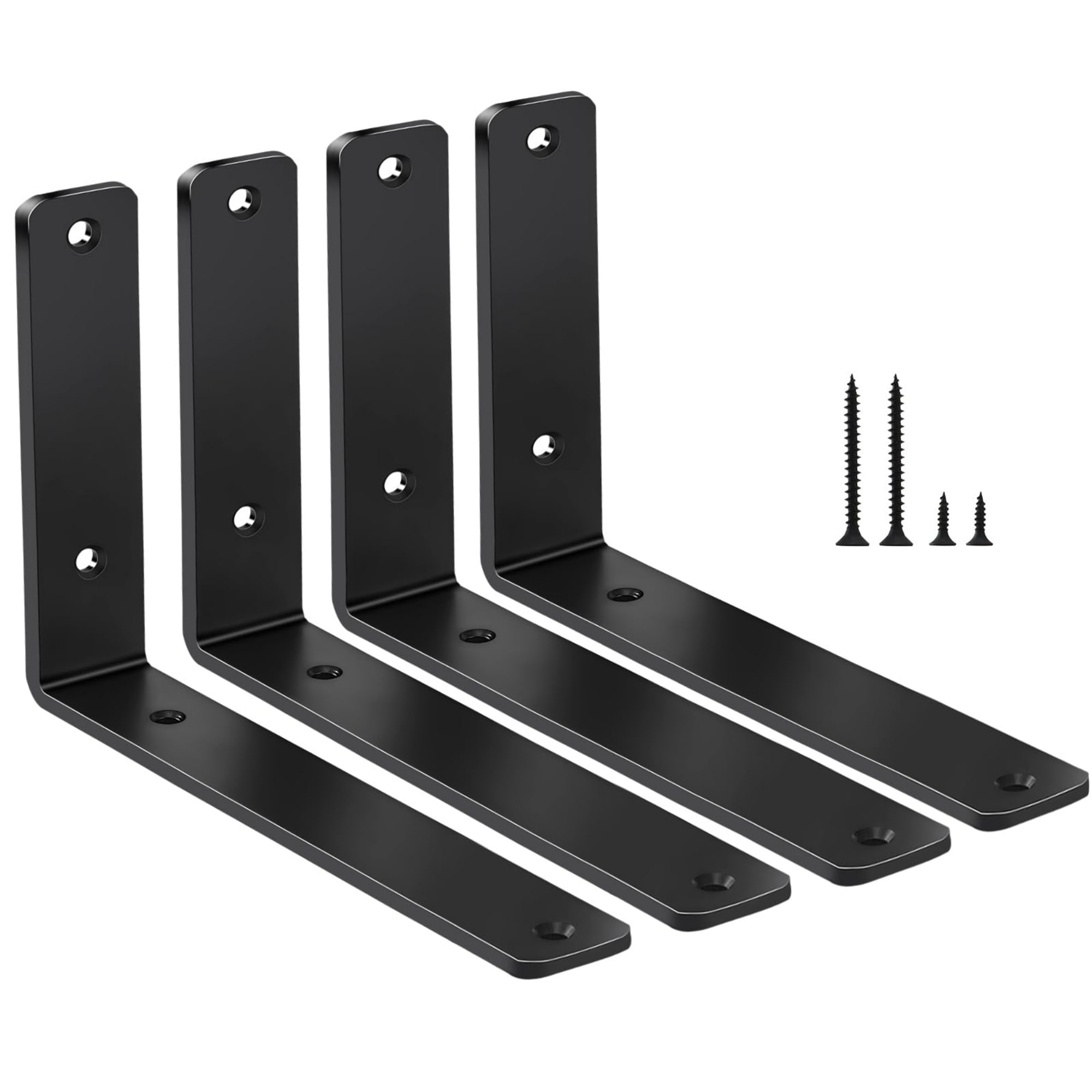 Wudkey 6in L 4in H 1.5in W 4-Pack 5mm Thick Black Shelf Bracket
