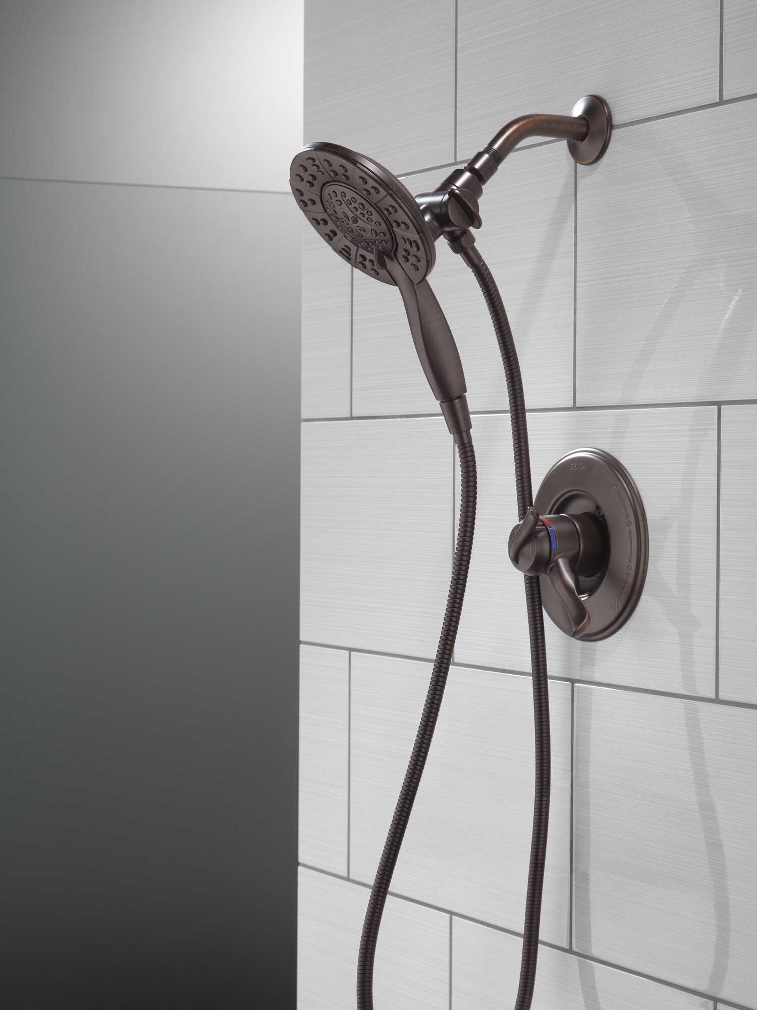 Venetian Bronze 4-Setting Dual Shower Head with Handheld Spray