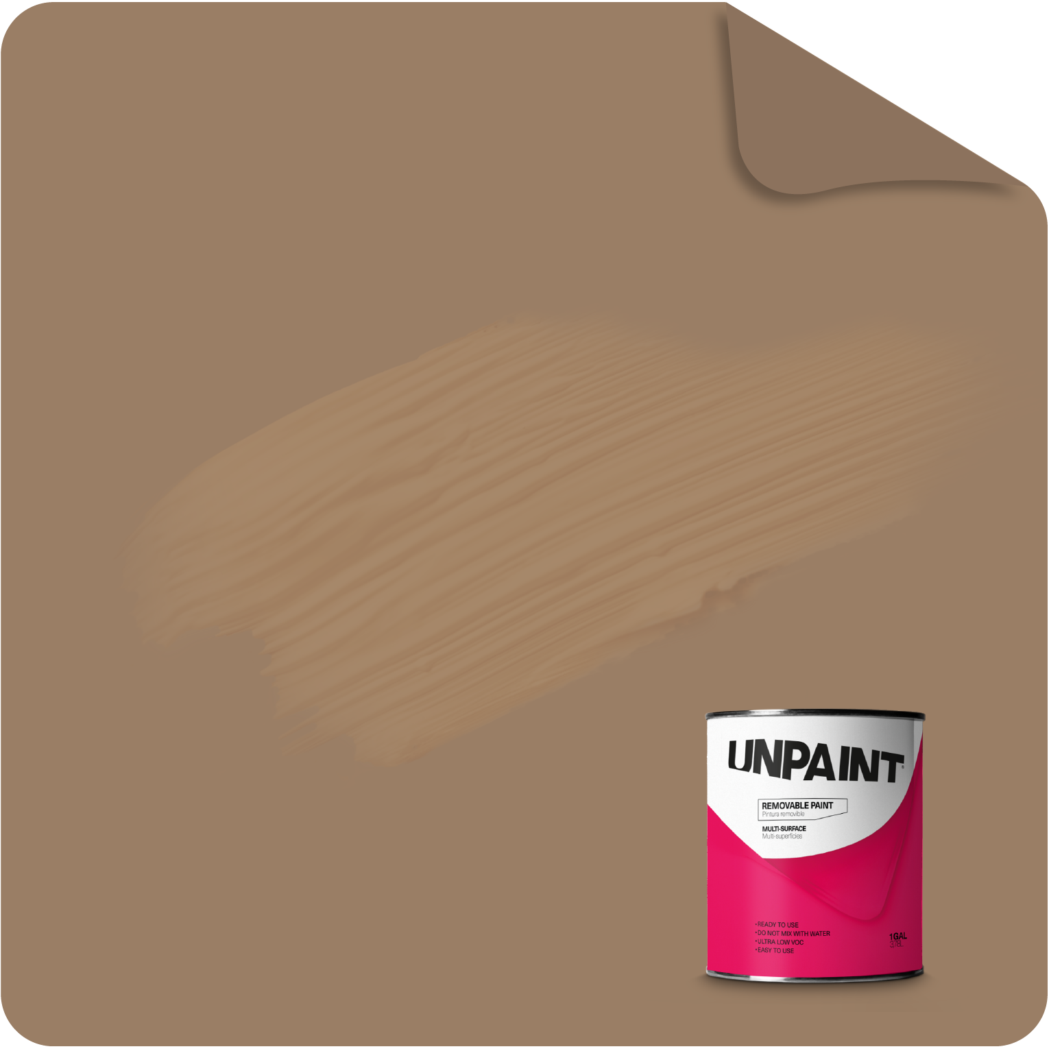 UNPAINT #9A7E65 Matte Brown Bark Almond Water-based Interior Paint ( 1-quart )