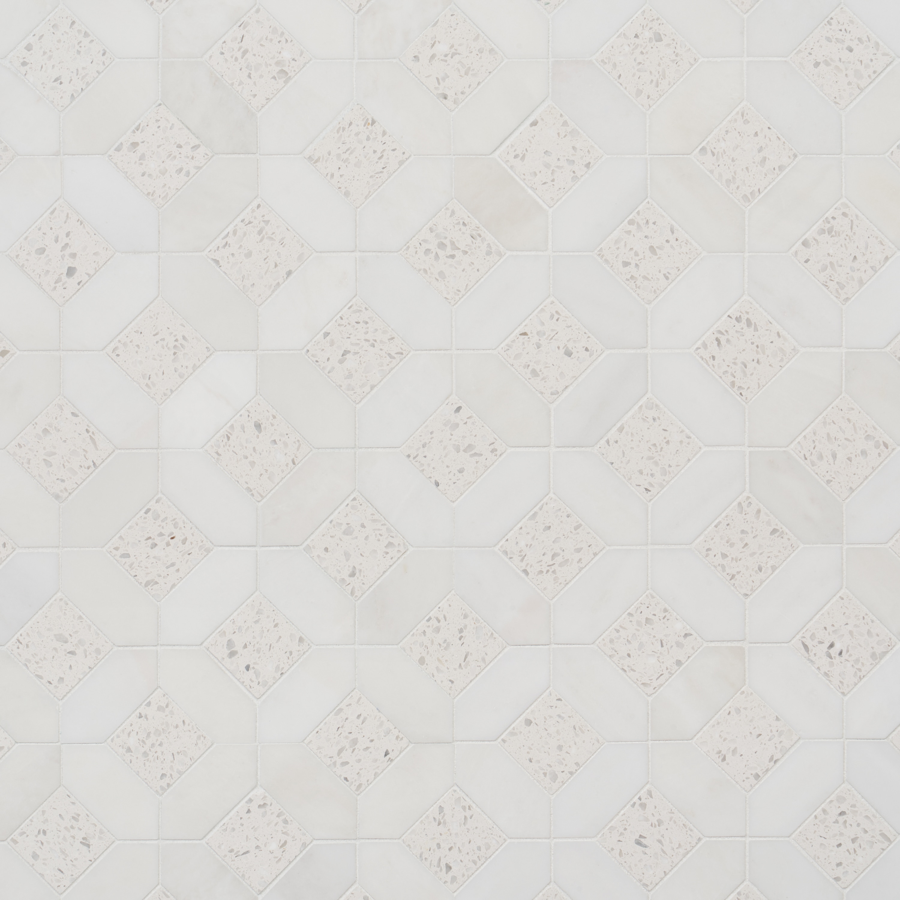 Artmore Tile EXT3RD109142 Luna Salt White 12-in x 12-in Polished Natural Marble Diamond Mosaic Floor and Wall Tile ( 1.0-sq ft Piece )