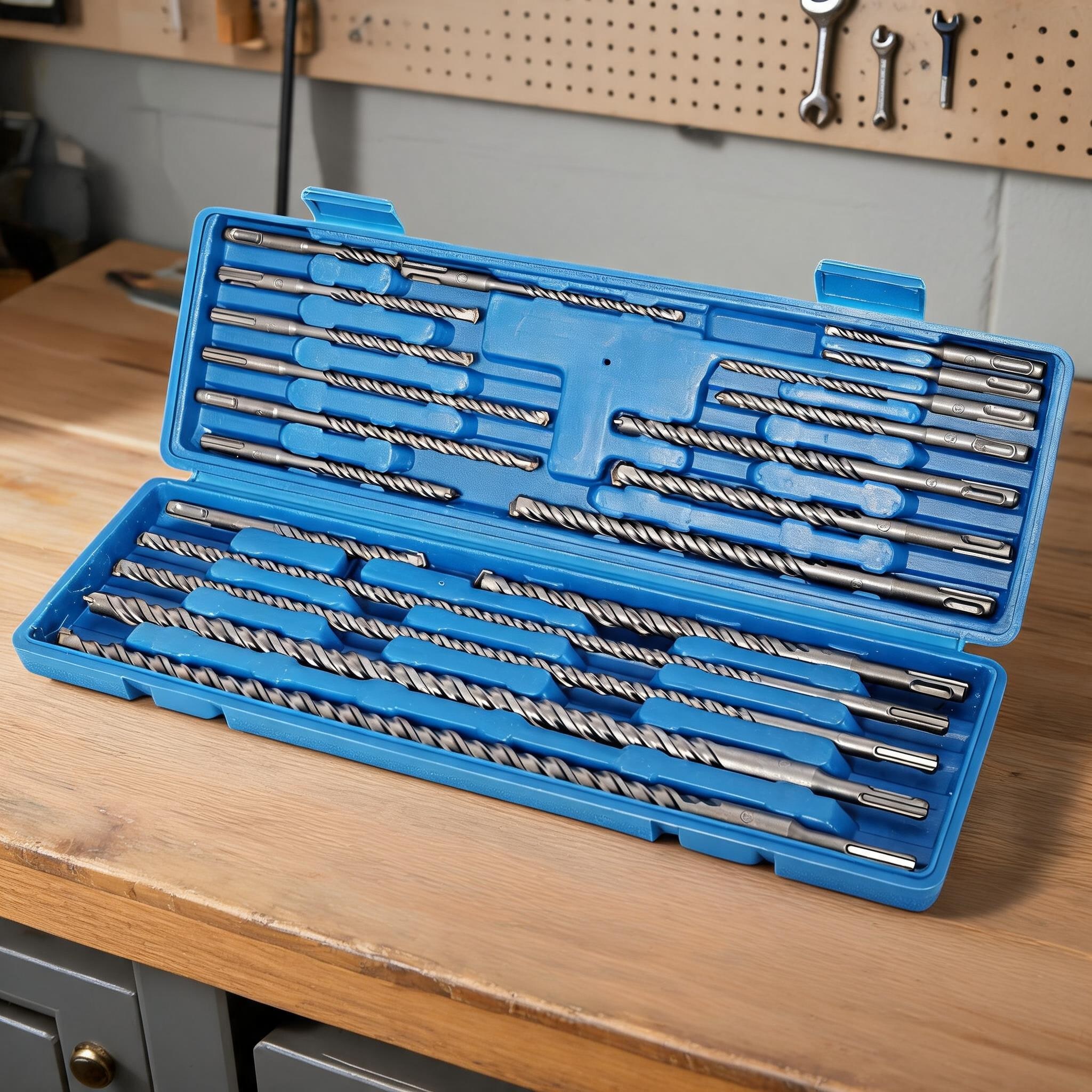 Watnature Alloy Steel Carbide Tipped Drill Bit Set for Concrete Drilling Deep Blue 20-Piece with Portable Storage Case #ZTJ73Y3VP65B