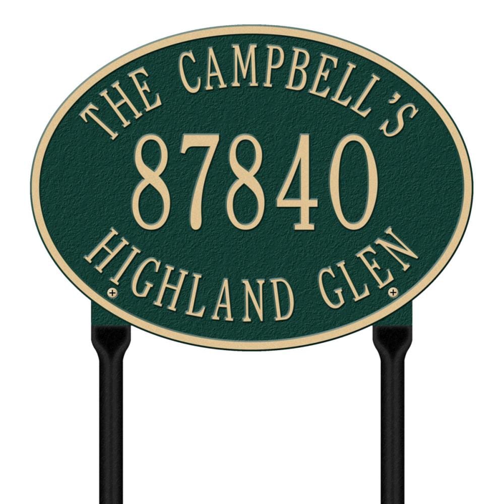 Whitehall 2919GG 10-1/4-in H x 14-in W Green/Gold Aluminum Address plaque