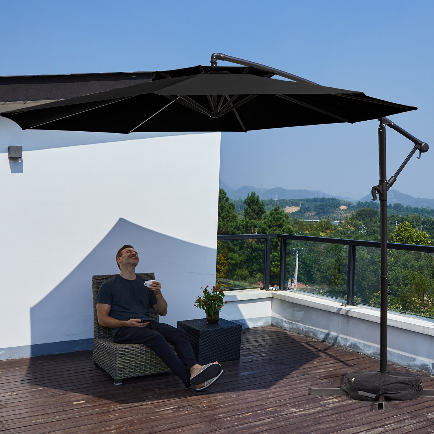 JEAREY JEAREY 10ft Outdoor Hanging Offset Cantilever Patio Umbrella ...