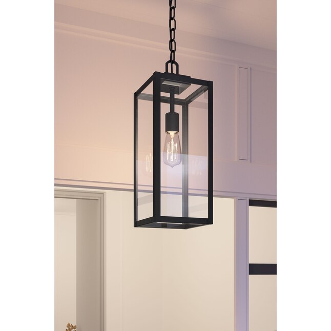 Quoizel Breitling Matte Black Modern/Contemporary Clear Glass Square  Outdoor Hanging Pendant Light in the Pendant Lighting department at