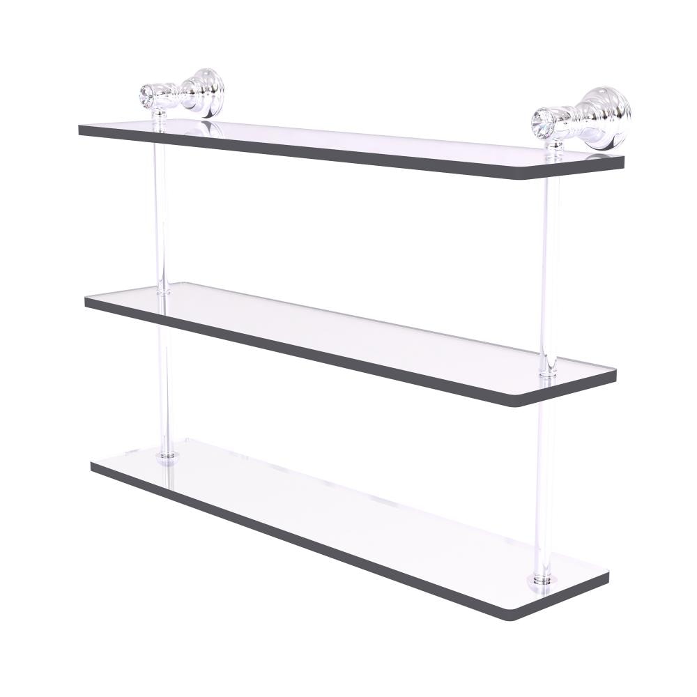 Allied Brass CC-5-22-PC Carolina Crystal Polished Chrome 3 -Tier Wall mount Bathroom Shelf ( 22-in x 16-in x 5-in )