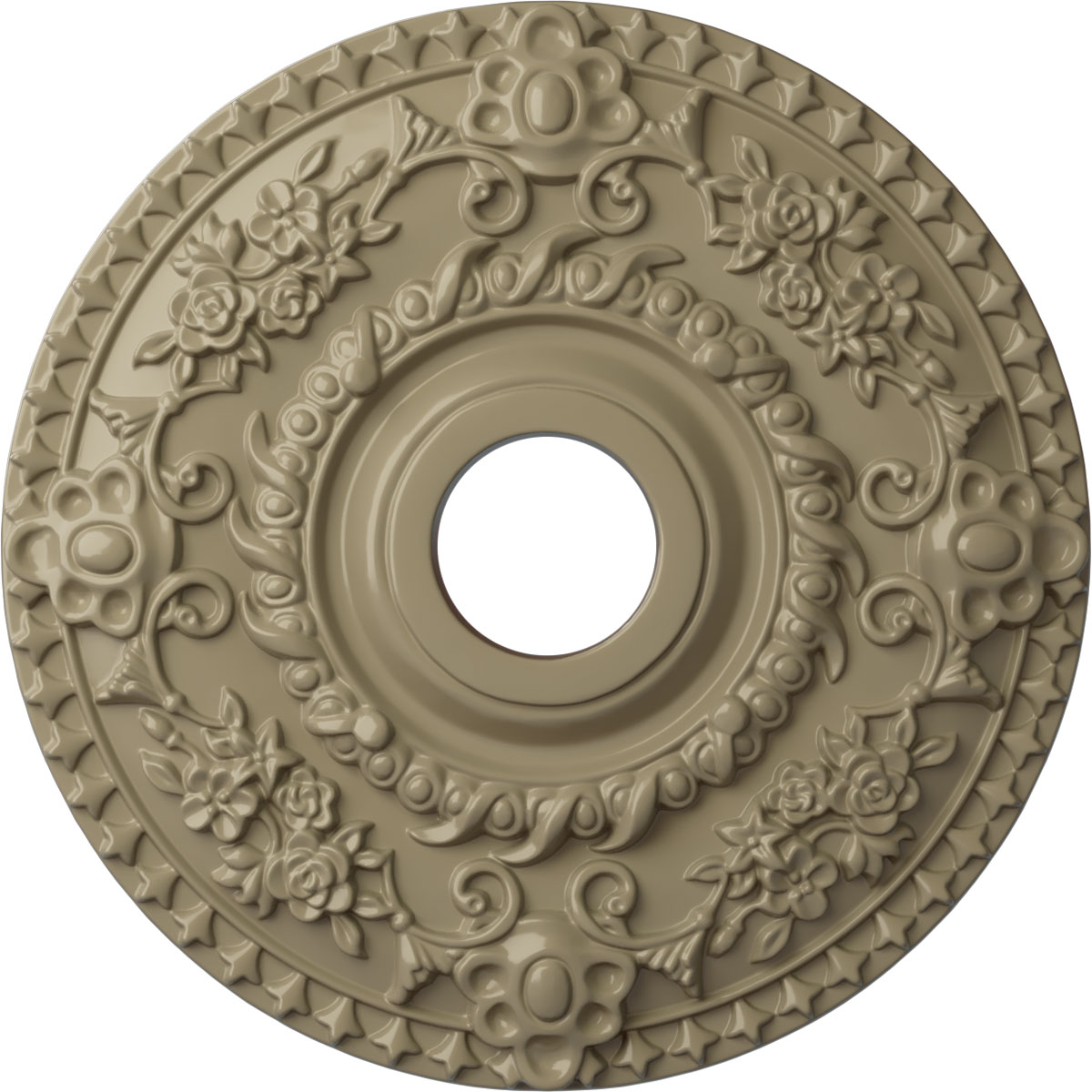 Ekena Millwork CM18ROGDF Rose 18-in W x 18-in L Painted Gobi Desert Polyurethane Whole Ceiling Medallion