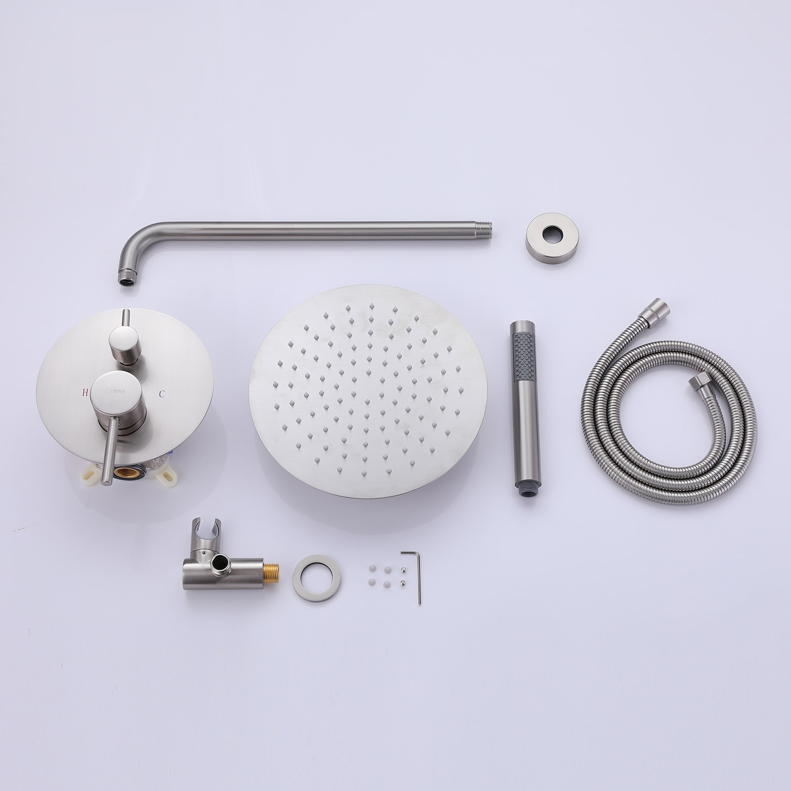 Large Brushed Nickel Rain Shower Faucet with Handheld
