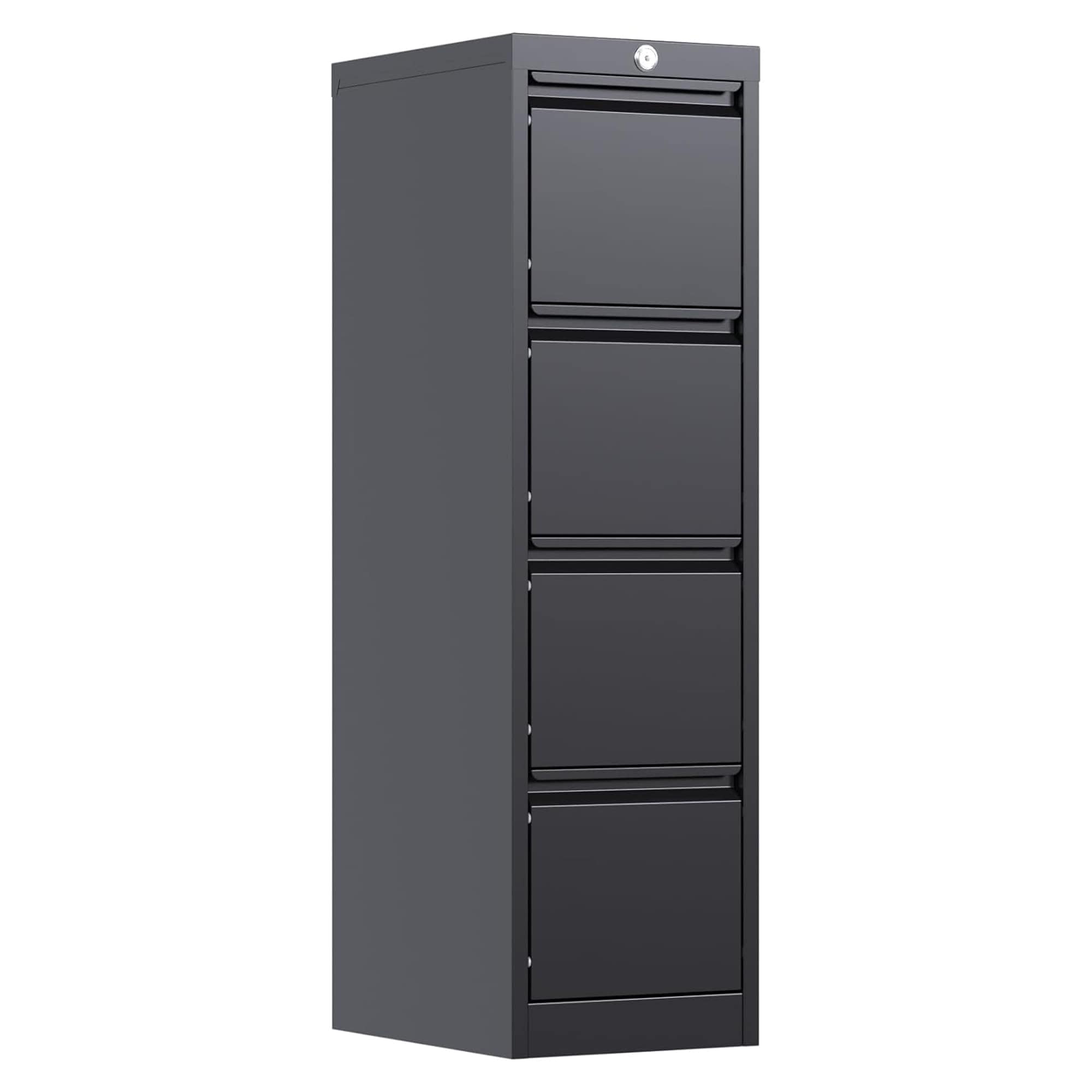 AOBABO 323130 4 Drawer Home and Office Steel File Cabinet Vertical Filing Storage 15 Inches Black