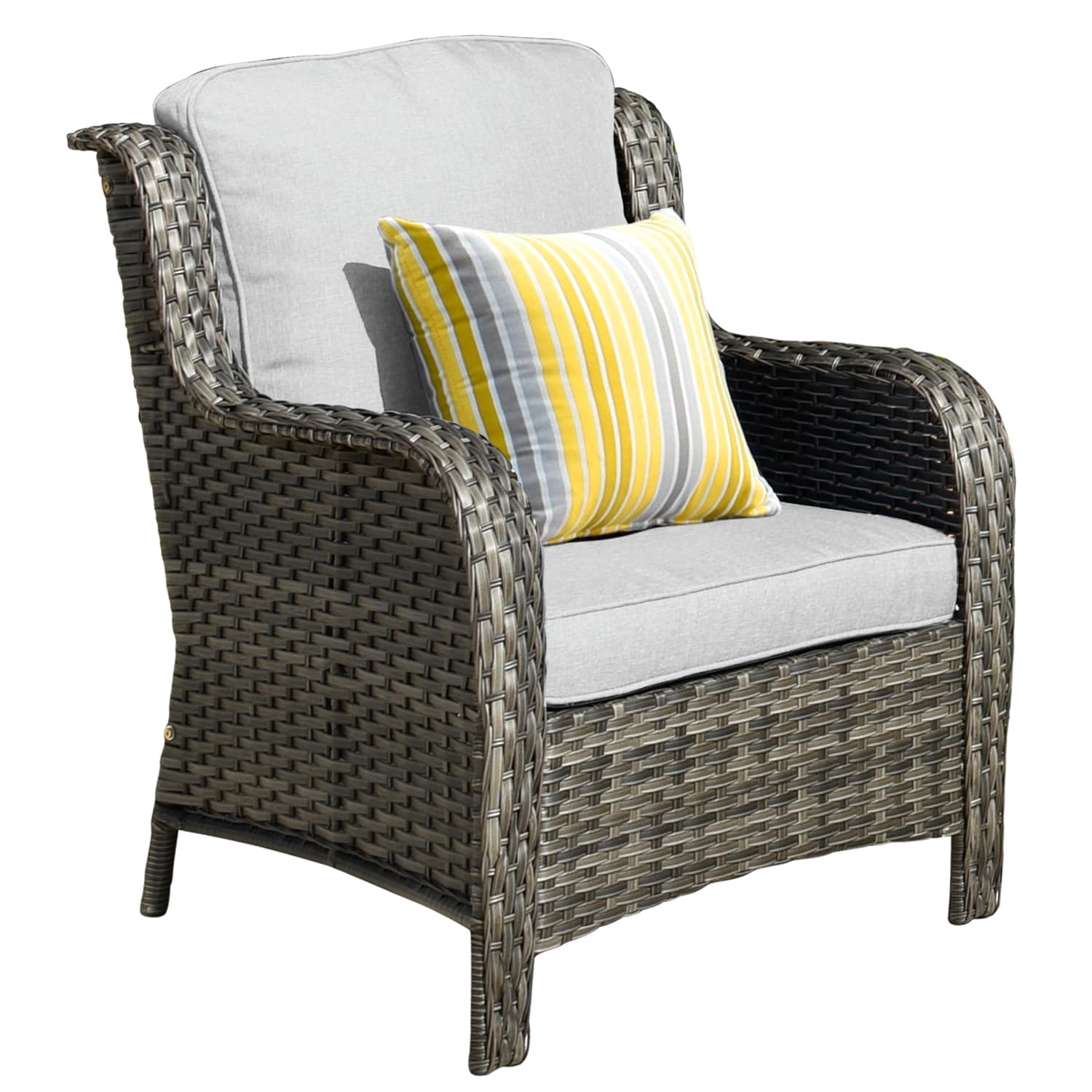 Ovios 5-Piece Wicker Patio Sofa Conversation Set with Gray Cushions ...