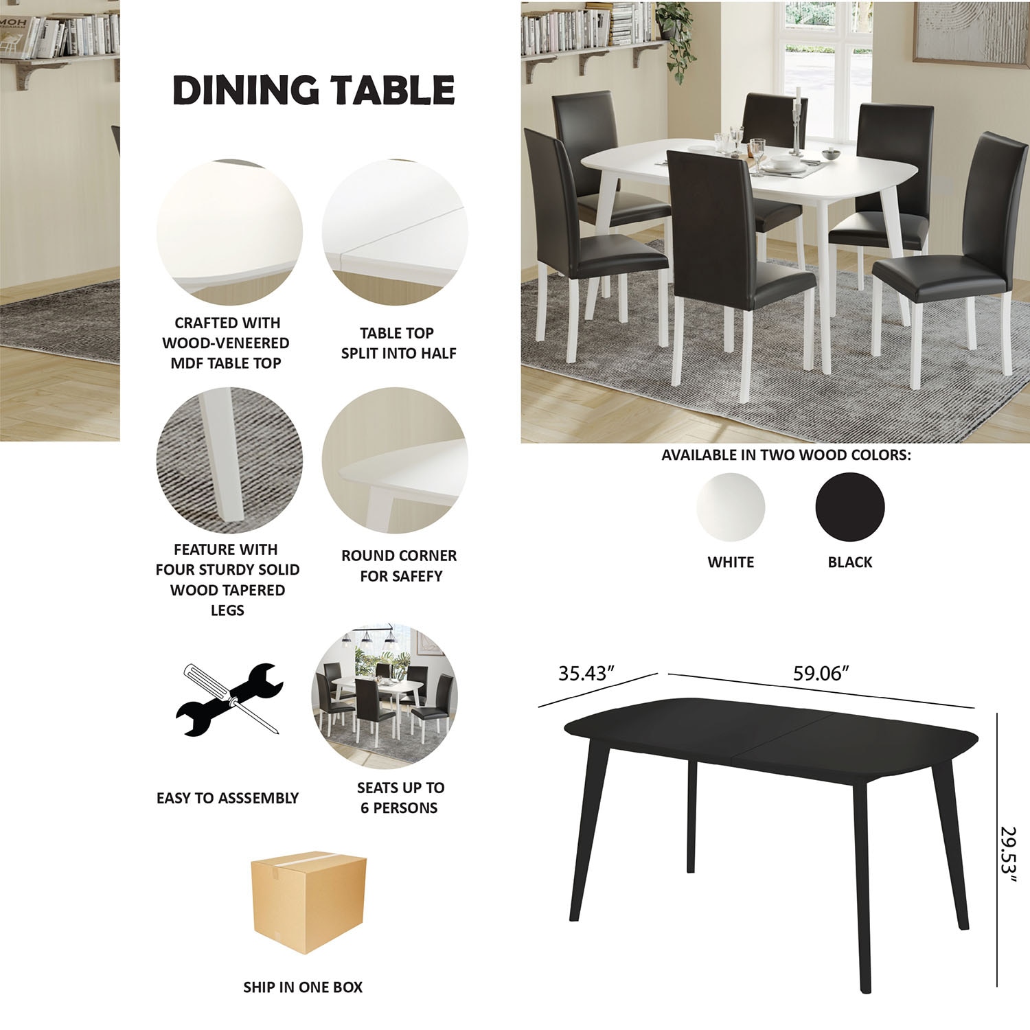 CasePiece C3025T59-WT-WD-BK-C2 Dining-Sets - View #11
