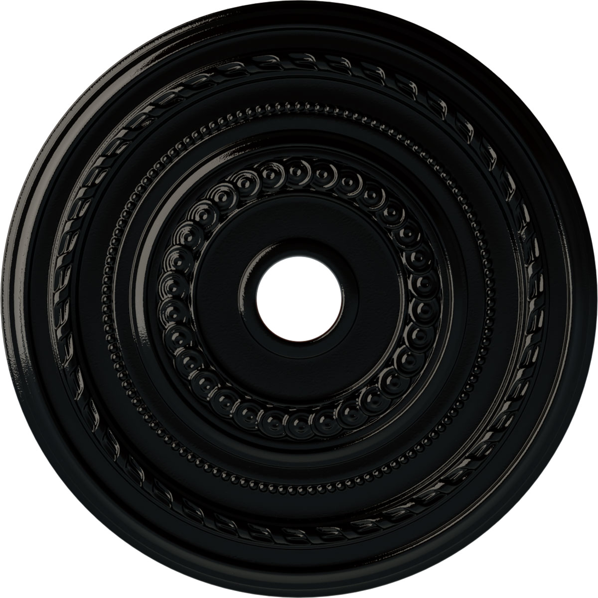 Ekena Millwork CM25COBPS Cole 25.375-in W x 25.375-in L Painted Black Pearl Polyurethane Whole Ceiling Medallion