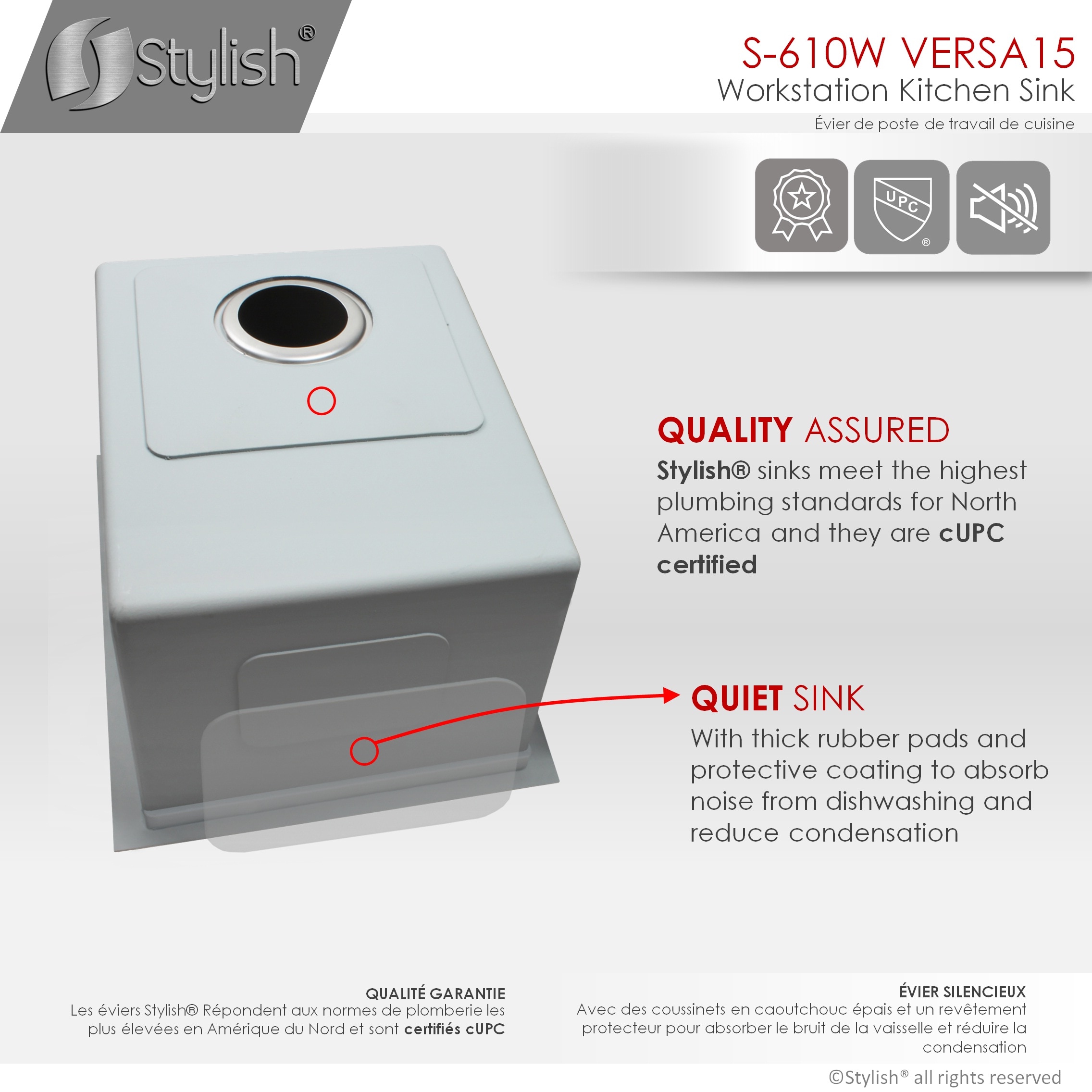 Stylish S-610W1 Kitchen-Sinks - View #7