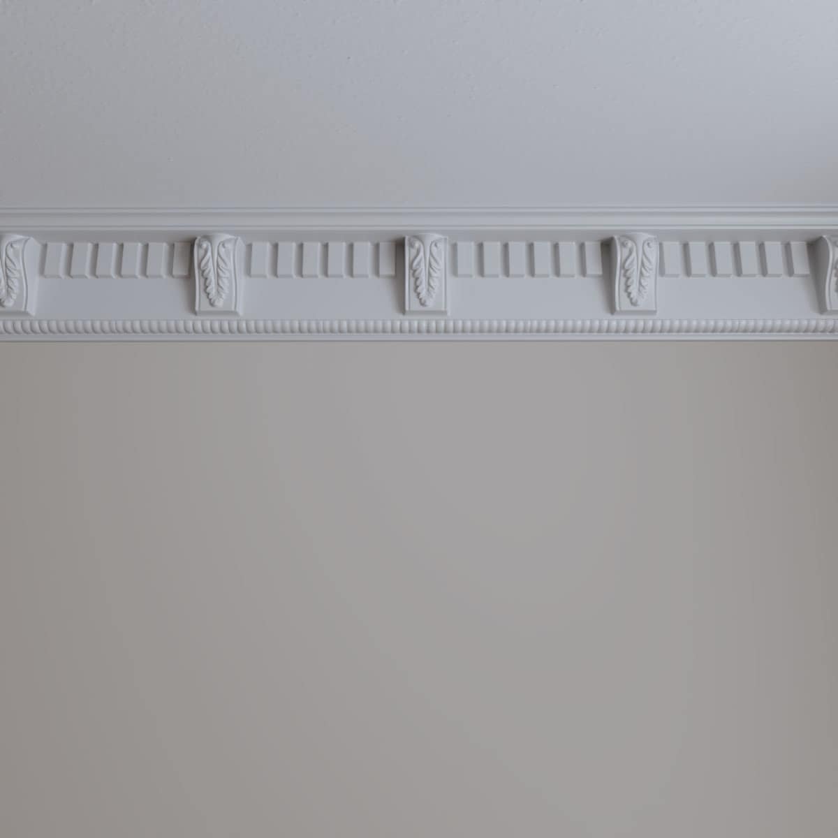 White Urethane Dentil With Bead Crown Moulding