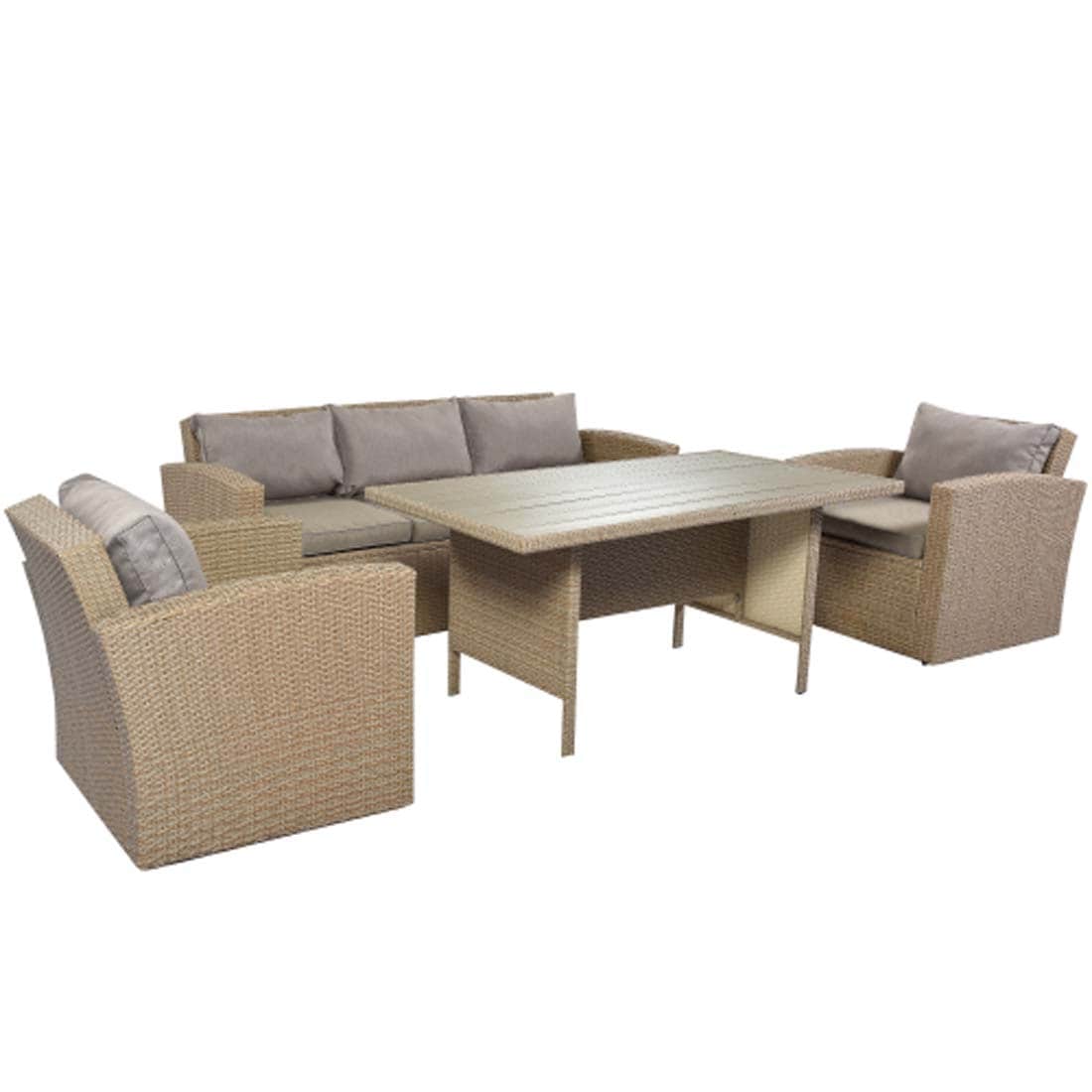 Damerin N7CS15 4 -Piece Wicker Patio Sofa Conversation Set with Gray Cushions