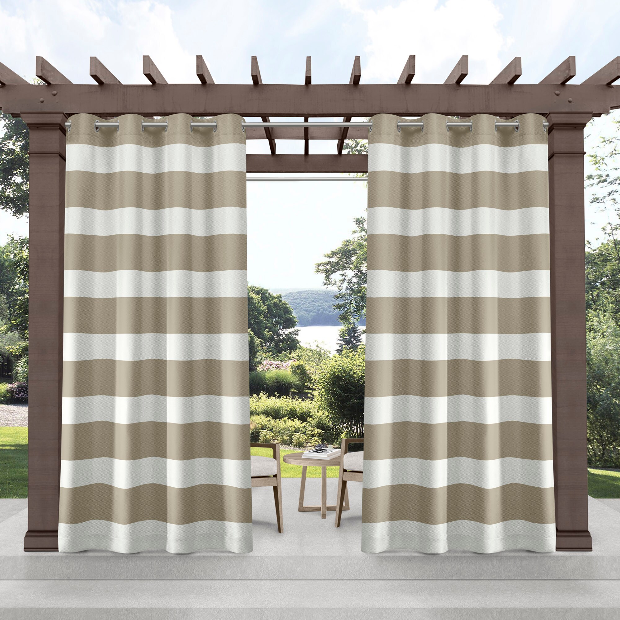 Exclusive Home YA013549DSEHF1 A221 108-in Taupe Light Filtering Grommet Curtain Panel Pair