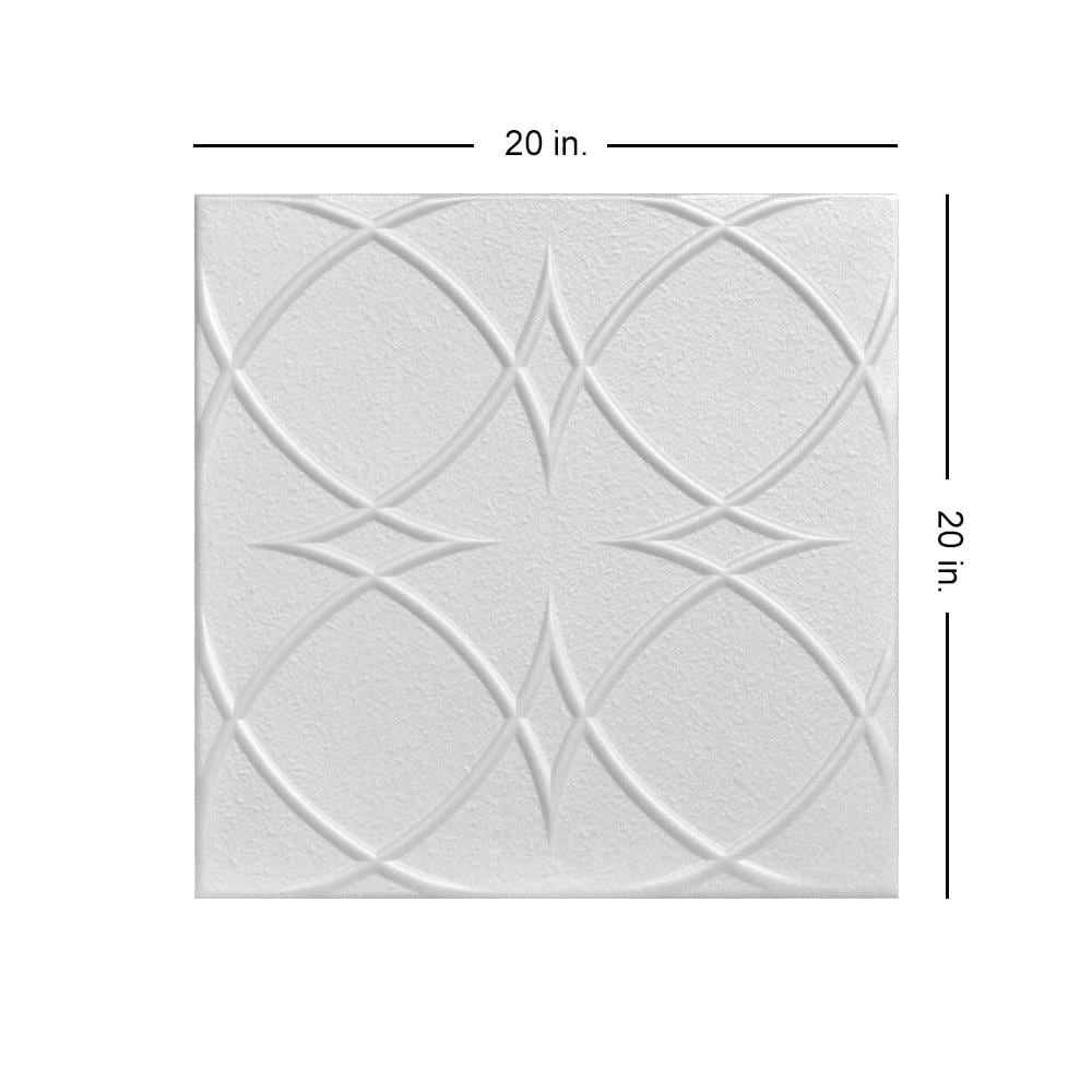 A La Maison Ceilings 1.67-ft x 1.67-ft Vectors Plain White Polystyrene Surface-mount Ceiling Tile (8-Pack, 21.6-sq ft / Case)